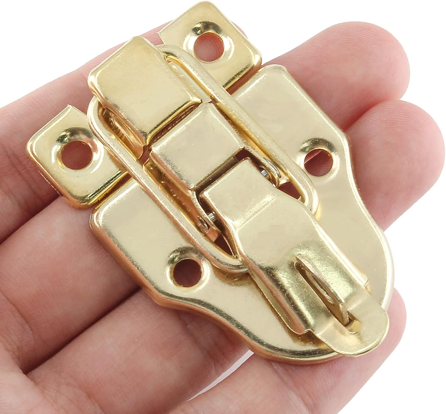 Zorfeter 2Pcs Retro Gold Style Duckbilled Hasp Clasp Latch Lock Box Toggle Latch with Padlock Hole for Jewelry Box Cabinet Toolbox Vintage Suitcases (with Screws)