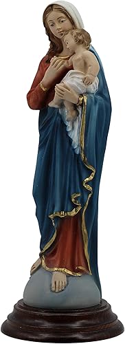 Miniatura 2 de La Virgen María y el Niño Jesús Sobre el Mundo Hecho a Mano por The Faith Gift Shop Collection (9")