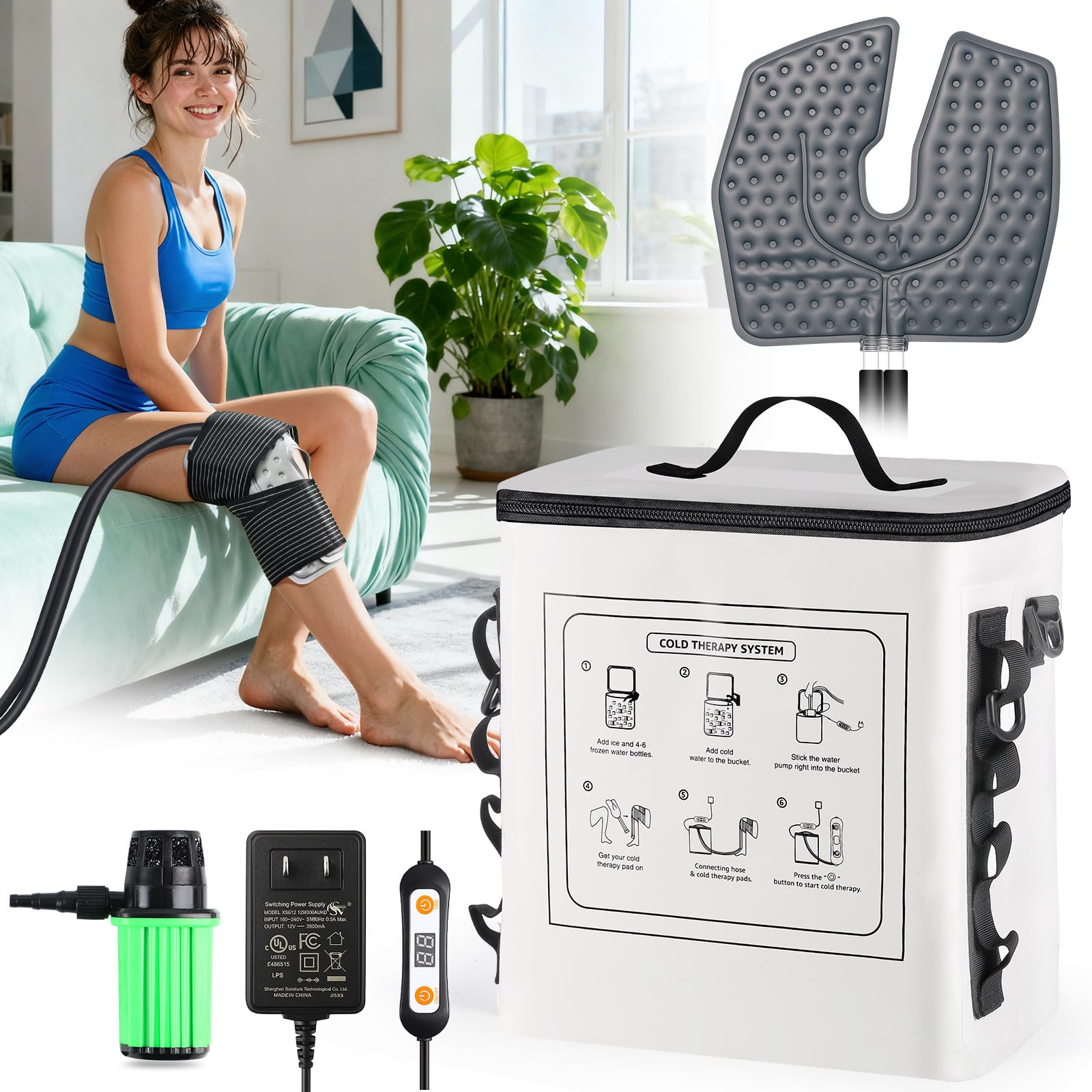 Photo 1 of Upgraded Ice Machine for Knee After Surgery,3.0 Portable Cold Therapy Machine for Knee Replacement,Ice Compression Knees Machine for Hip,Cold Therapy Machine with 6 Timer,Electric Ice Pack for Knees