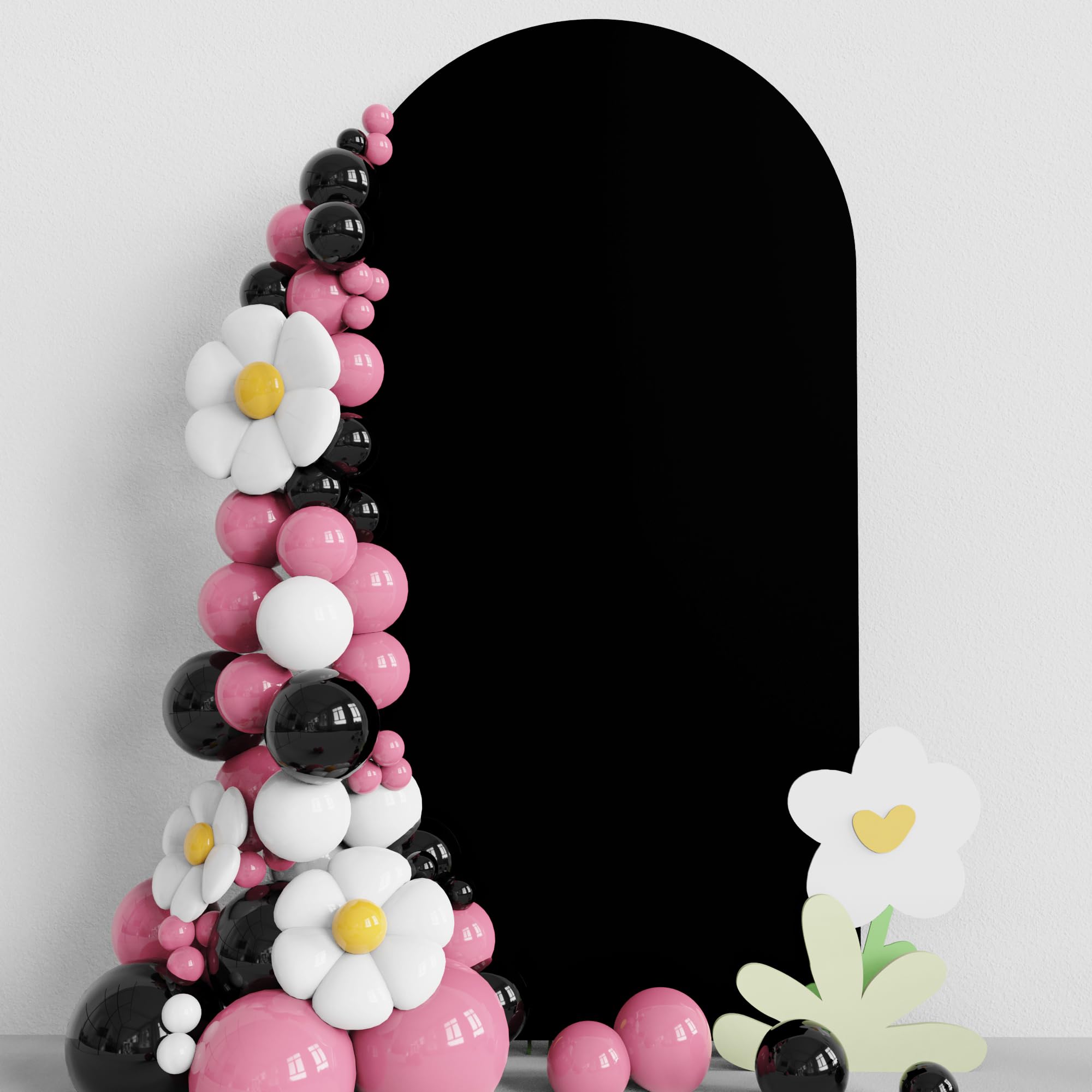 Asee'm 6.6FT Wedding Arch Black Fitted Spandex Cover 2-Sided Round Top Chiara Backdrop Stand Covers for Party Ceremony Birthday Banquet Decoration