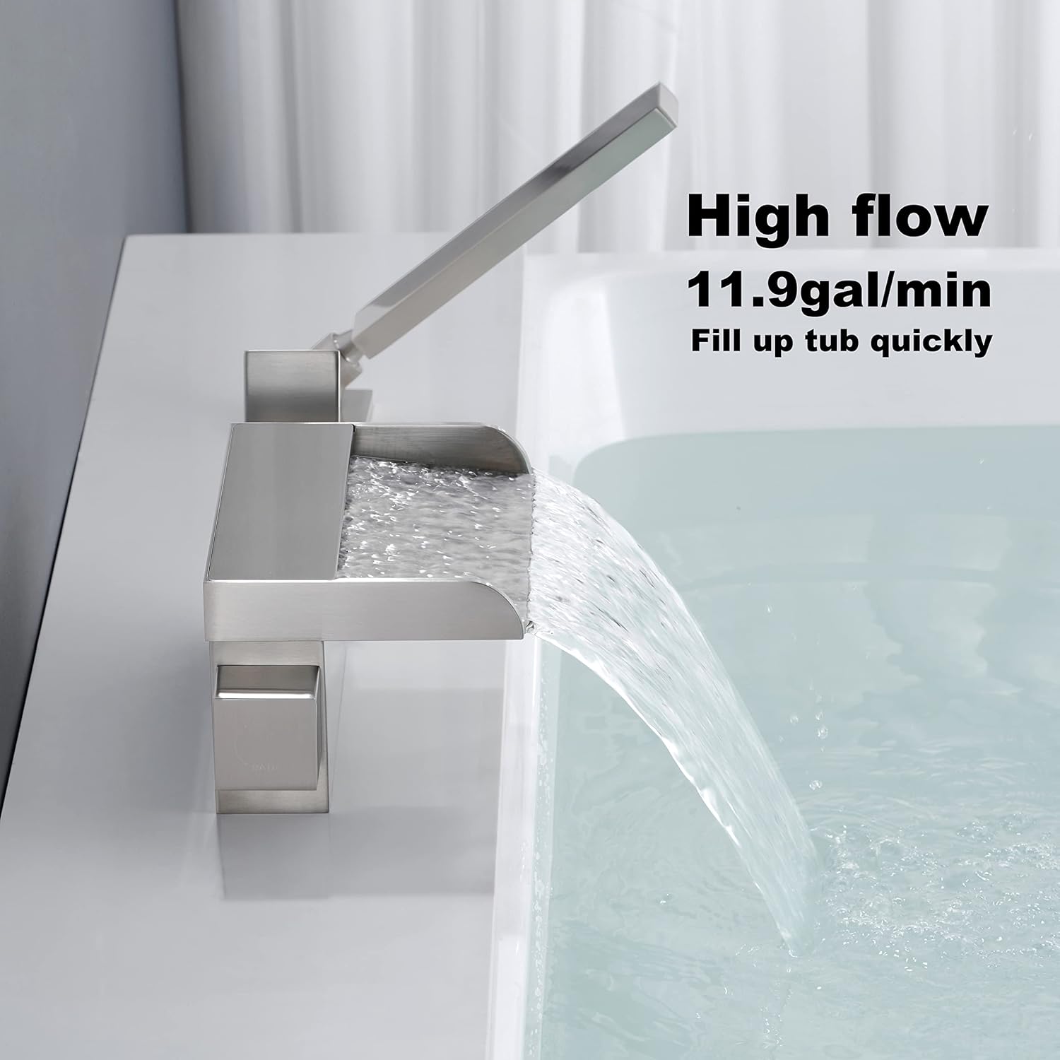 Freestanding Tub Faucets Brushed Nickel Bathtub Fillers for Floor Mount Tubs Bathtubs Mounted Faucet Filler High Flow 11.9GPM Bathroom with Handheld Shower RIGOBAL