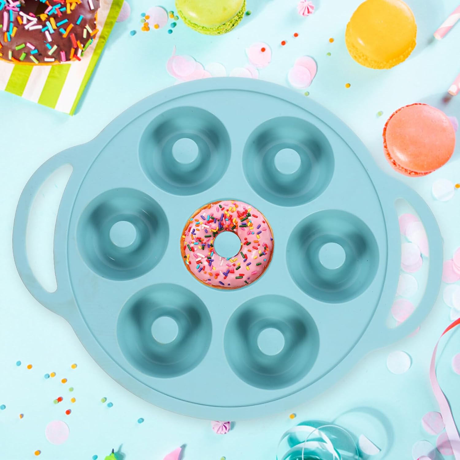 DOITOOL Silicone Donut Mold Non-stick Baking Pan DIY Cake Maker Mold Reusable for Home Kitchen