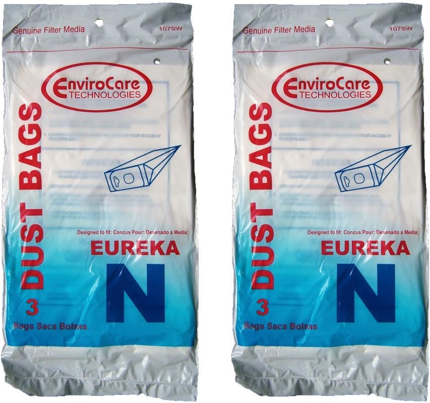 6 Envirocare Replacement Designed To Fit Eureka Mighty Mite Allergy Vacuum Style N Bags, Canister Vacuum Cleaners