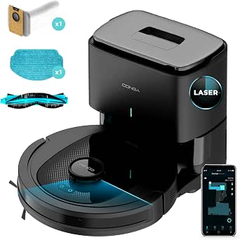 Cecotec Robot Aspirador Conga 7490 Ultimate Home X-Treme, 2600 Pa, 120 min autonomía, navegación láser y Base de autovaciado, Limpieza 4 en 1, Cepillo Central multifunción, App0