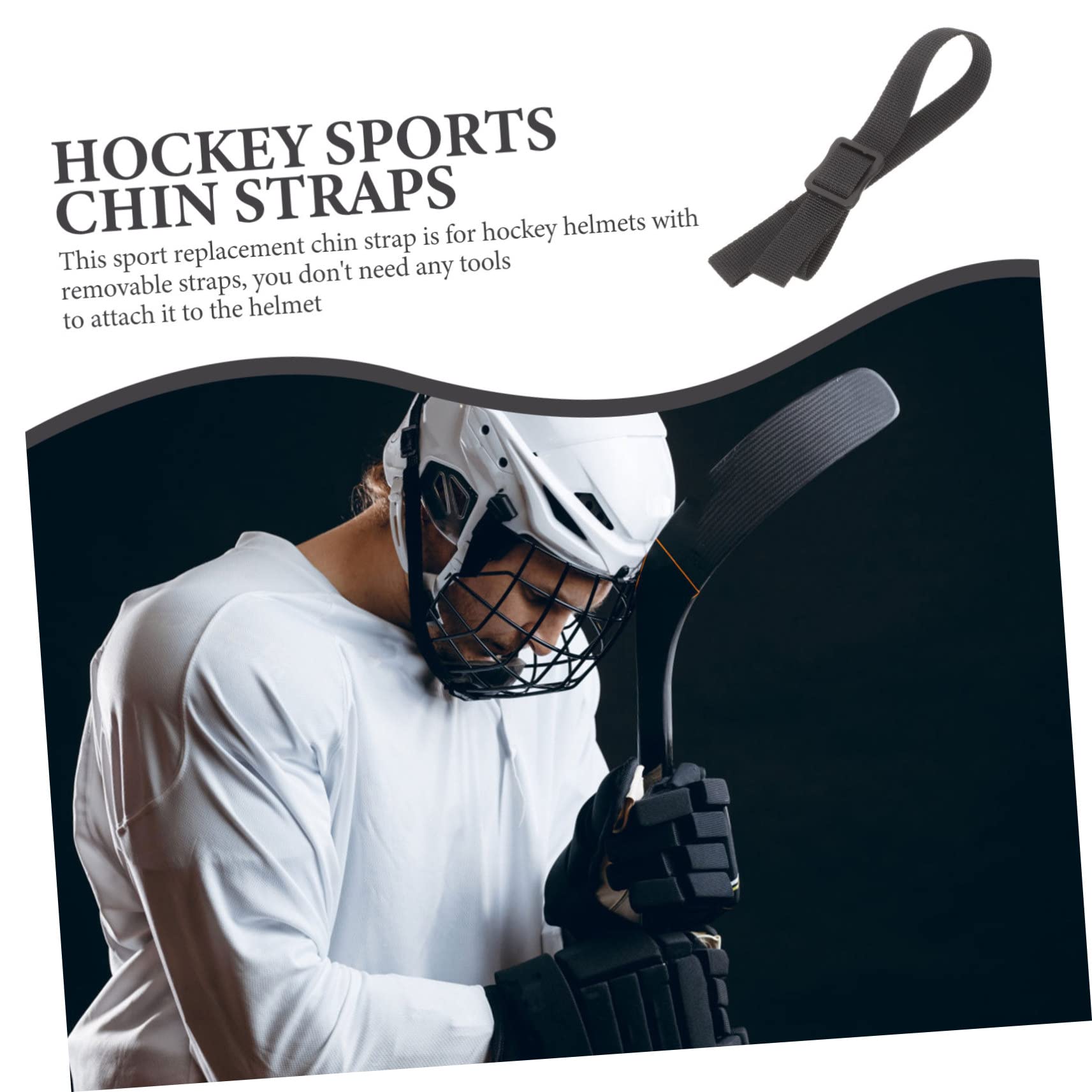 POPETPOP Casco de Hockey de sujeción mentón reemplazo de Hockey Titular Chin Strap Correa de Barbilla Kit de reparación de Casco de Hockey Accesorio de Hockey poliéster Black