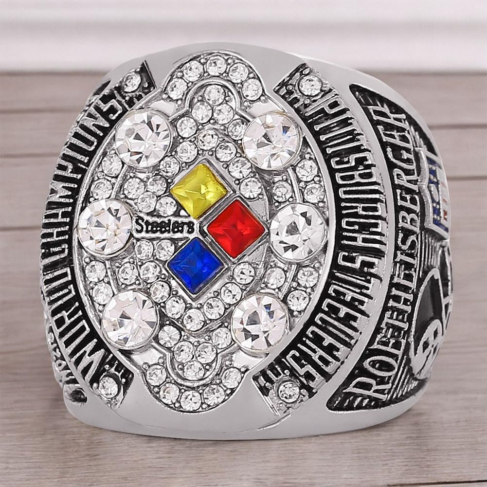 Anillos De Campeonato De Los Steelers 2008 Trofeo De Campeón De Fútbol Americano Joyería De Campeón De Rugby con Caja De Presentación Regalos para Aficionados Y Amigos