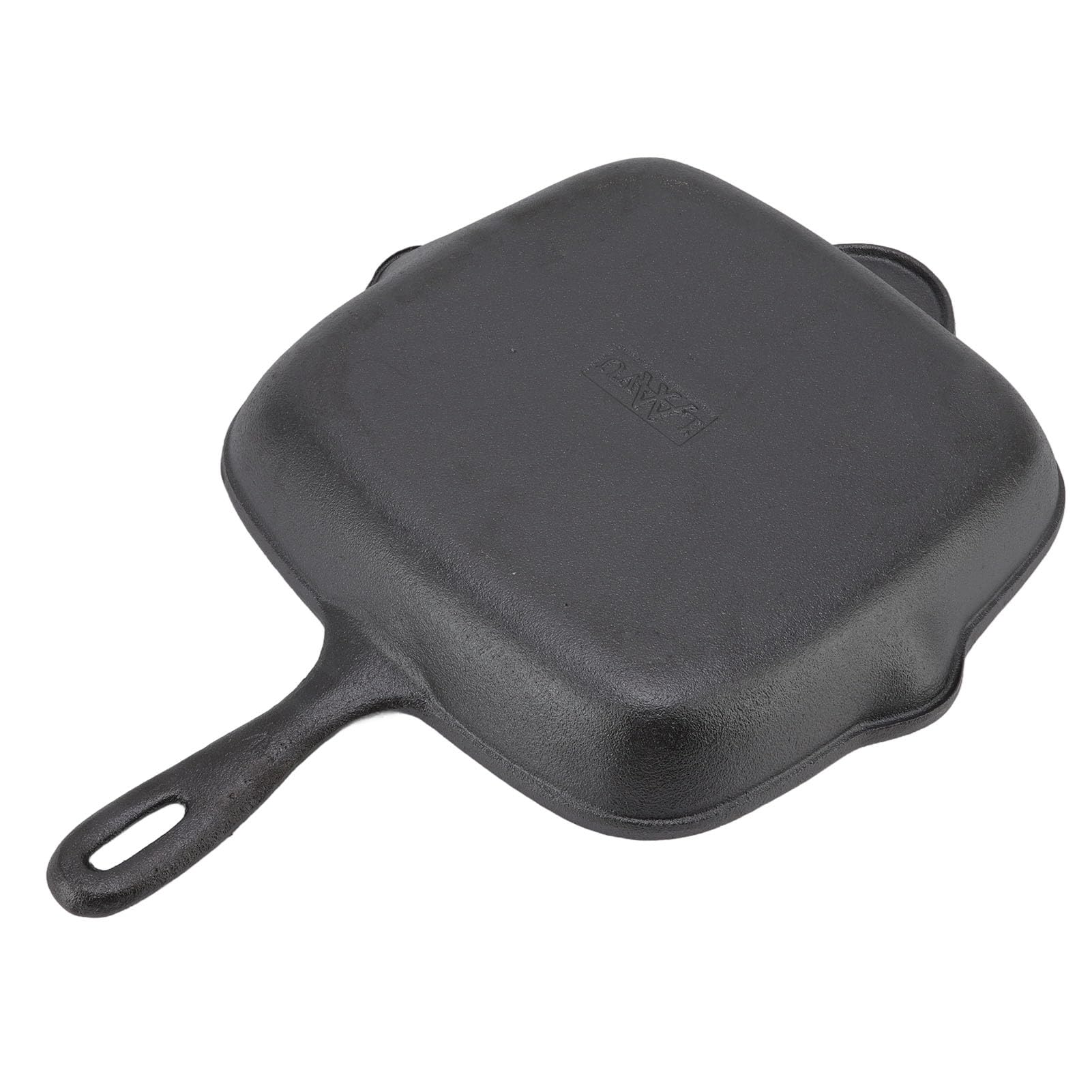 Generic Żeliwna Patelnia z Grillem Pasiastka Patelnia Kwadratowa Stekowa Czworonożna dla Wołowiny, Grillowanie (28CM)