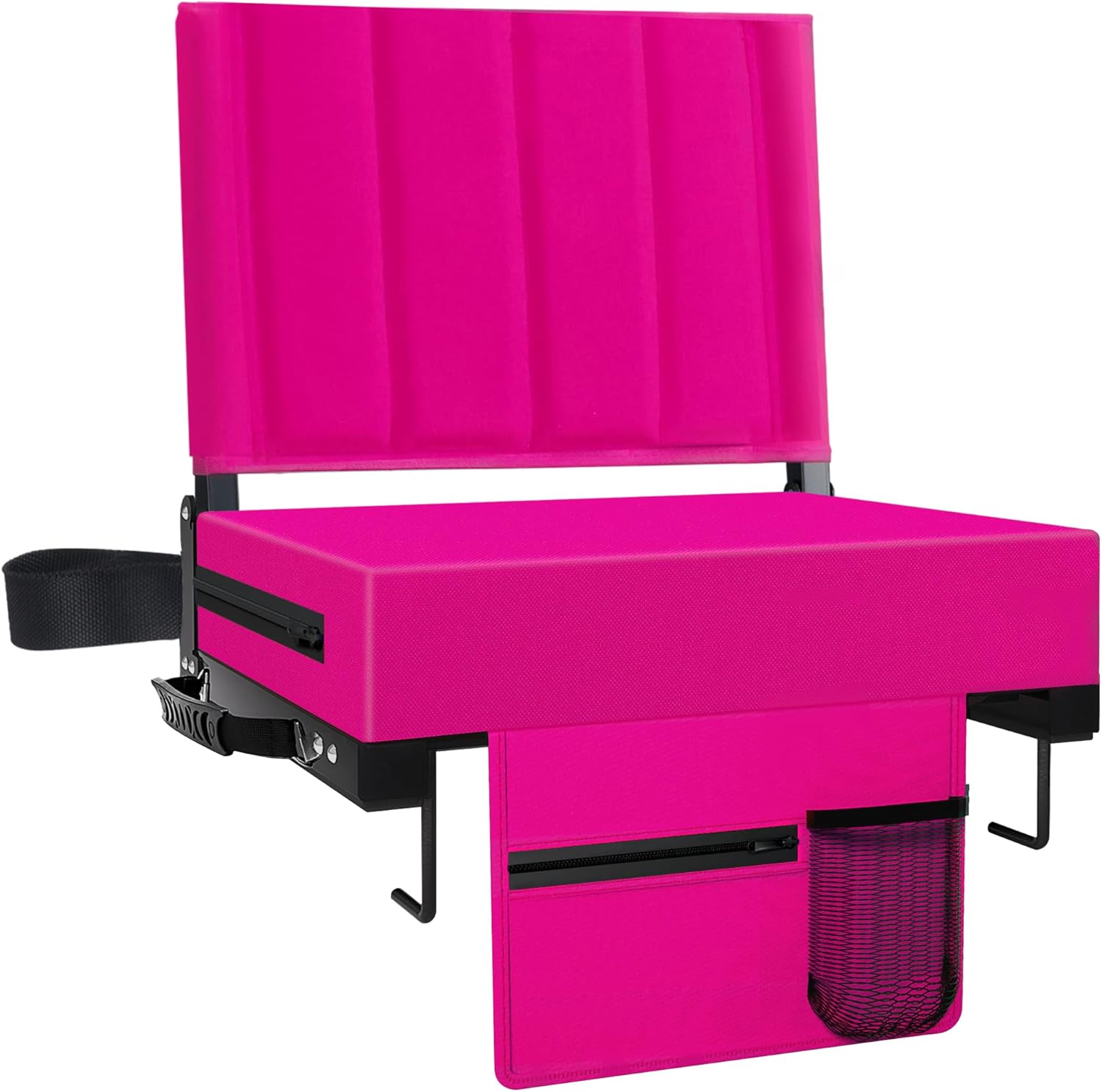 Stadium Seat for Bleachers with Back Support and Cushion, Bleacher Seats with Shoulder Strap and Cup Holder, Padded Portable Folding Comfort Stadium Chair, for Sports Events, New Red (1pcs)