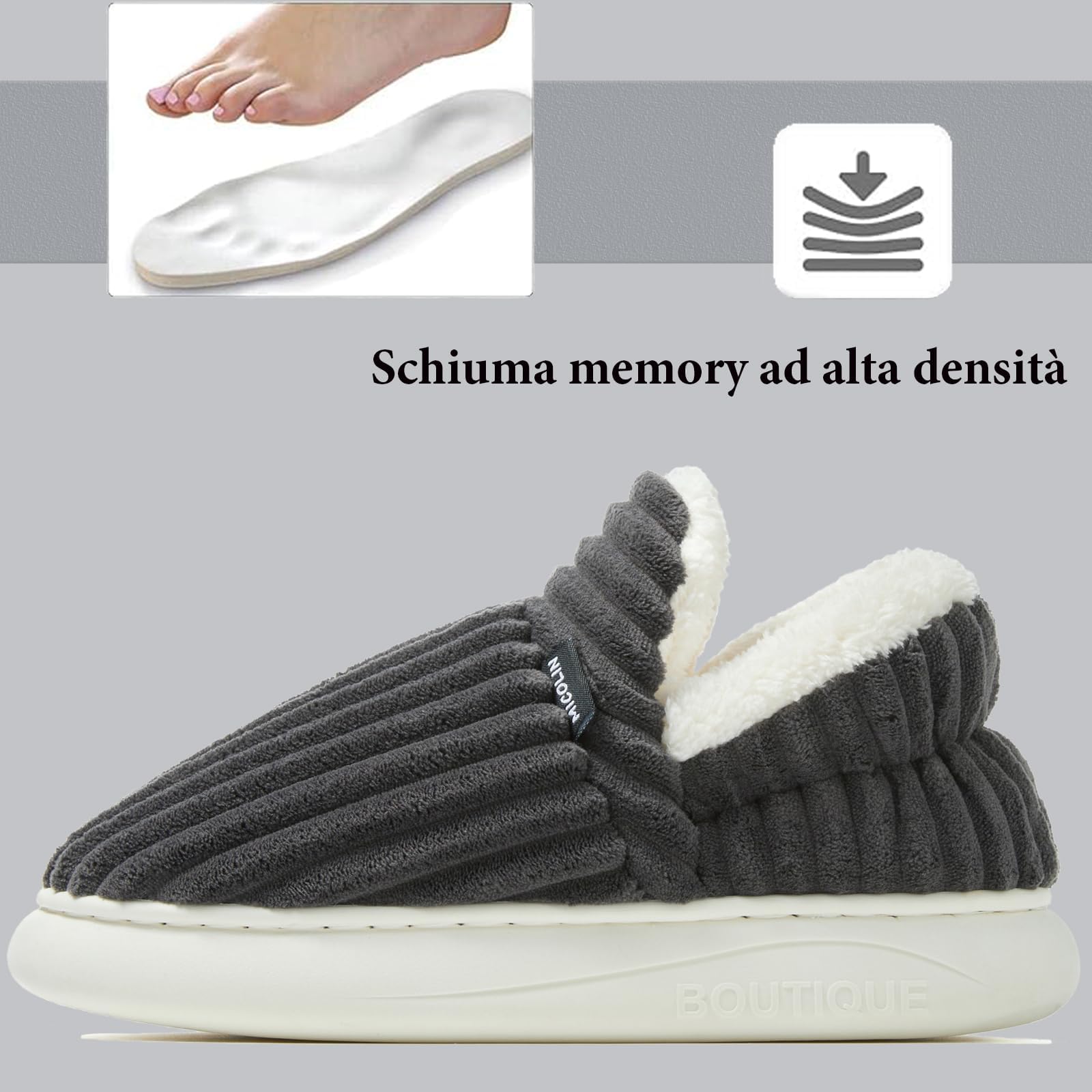 Coswind Pantofole Donna Uomo Invernali Ciabatte Calde Chiuse Peluche with Memory Foam Pelose Eleganti Comode Morbide Antiscivolo