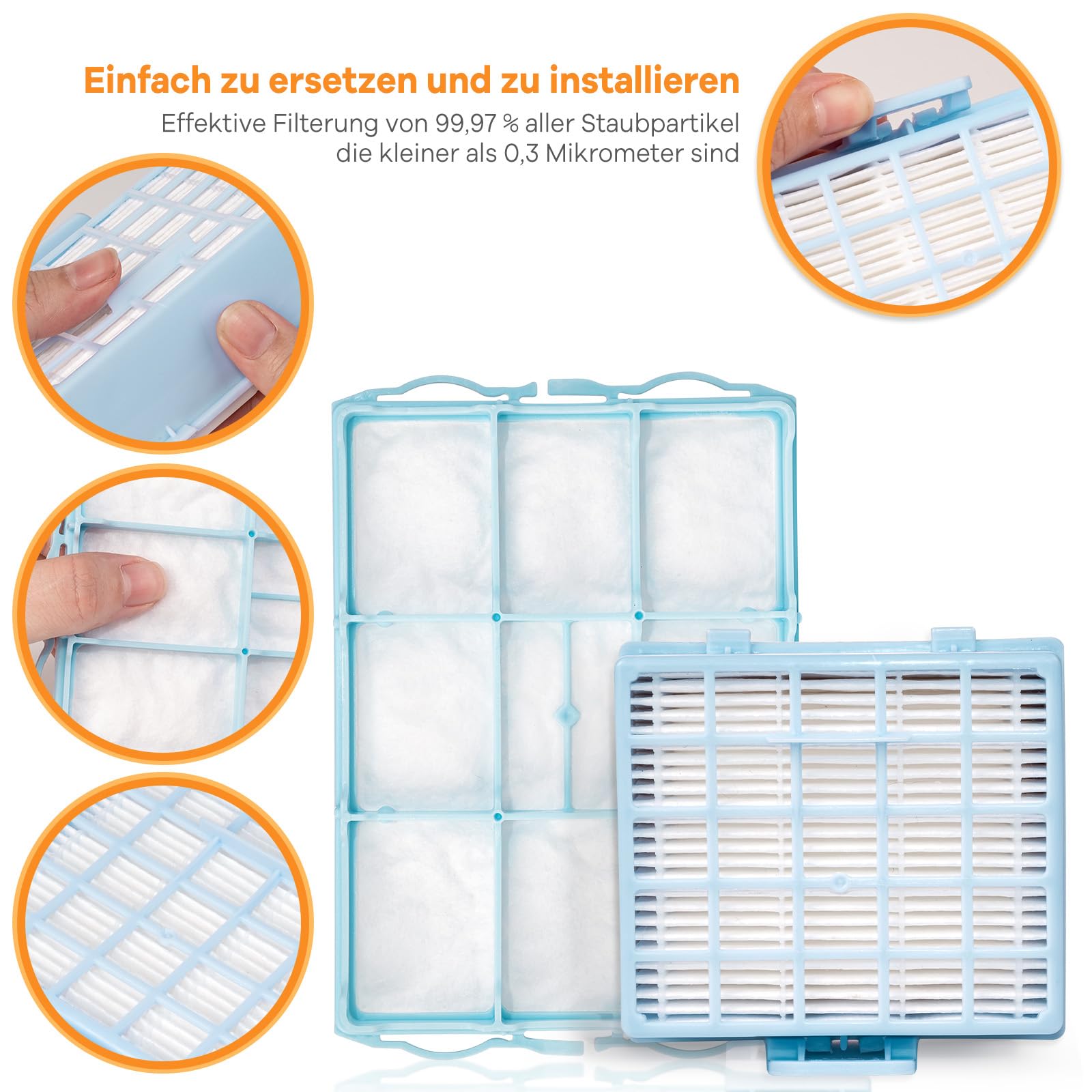 3 HEPA Filter+3 Motorschutzfilter für Siemens VS06G VS06B VS06C VSZ3 (Z3.0) Serie, Kompatibel mit Siemens Synchropower VSZ31423 VSZ31455 VSZ31456 VSZ31466, für Bosch BSG6 BSGL3 BSGL4 Serie