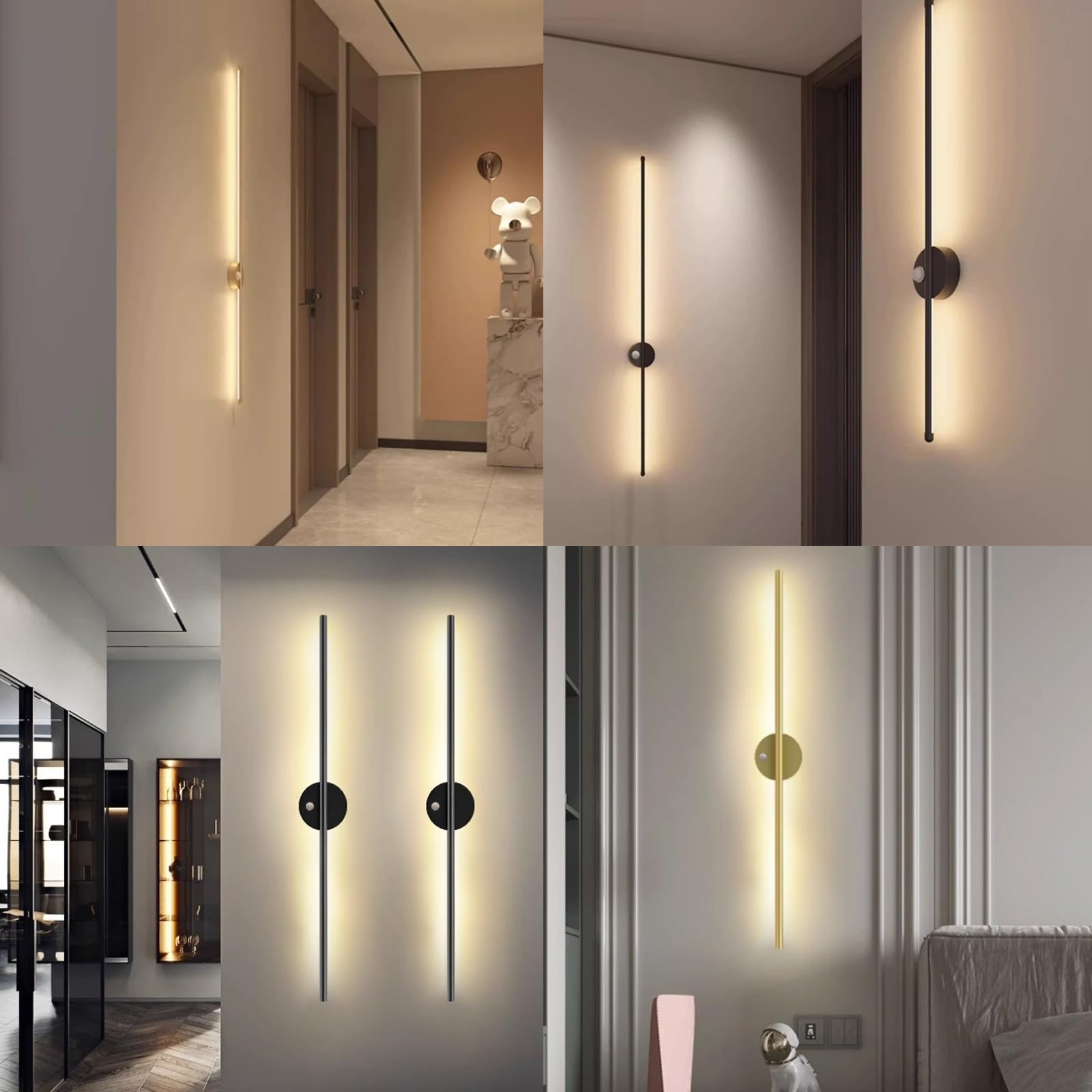 Lampa ścienna ładowana przez USB z czujnikiem ruchu, lampa ścienna na baterie, pasek o długości 120 cm, nowoczesna, do salonu, sypialni, schodów, korytarza (120 cm,