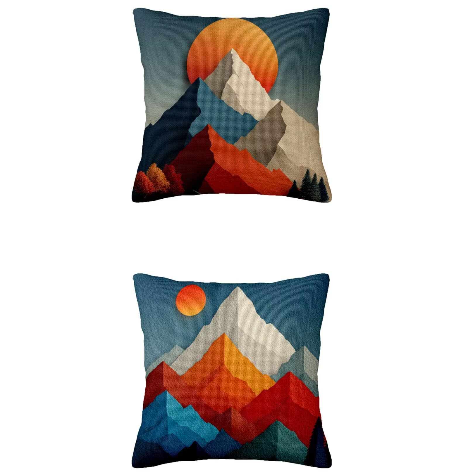Poszewki na poduszki o zachodzie słońca 80 cm x 80 cm, 2 szt., lniane poduszki, wodoodporne, na sofę, abstrakcyjna, z niewidocznym zamkiem błyskawicznym, do salonu, domu, na krzesło, sofę, patio, zima