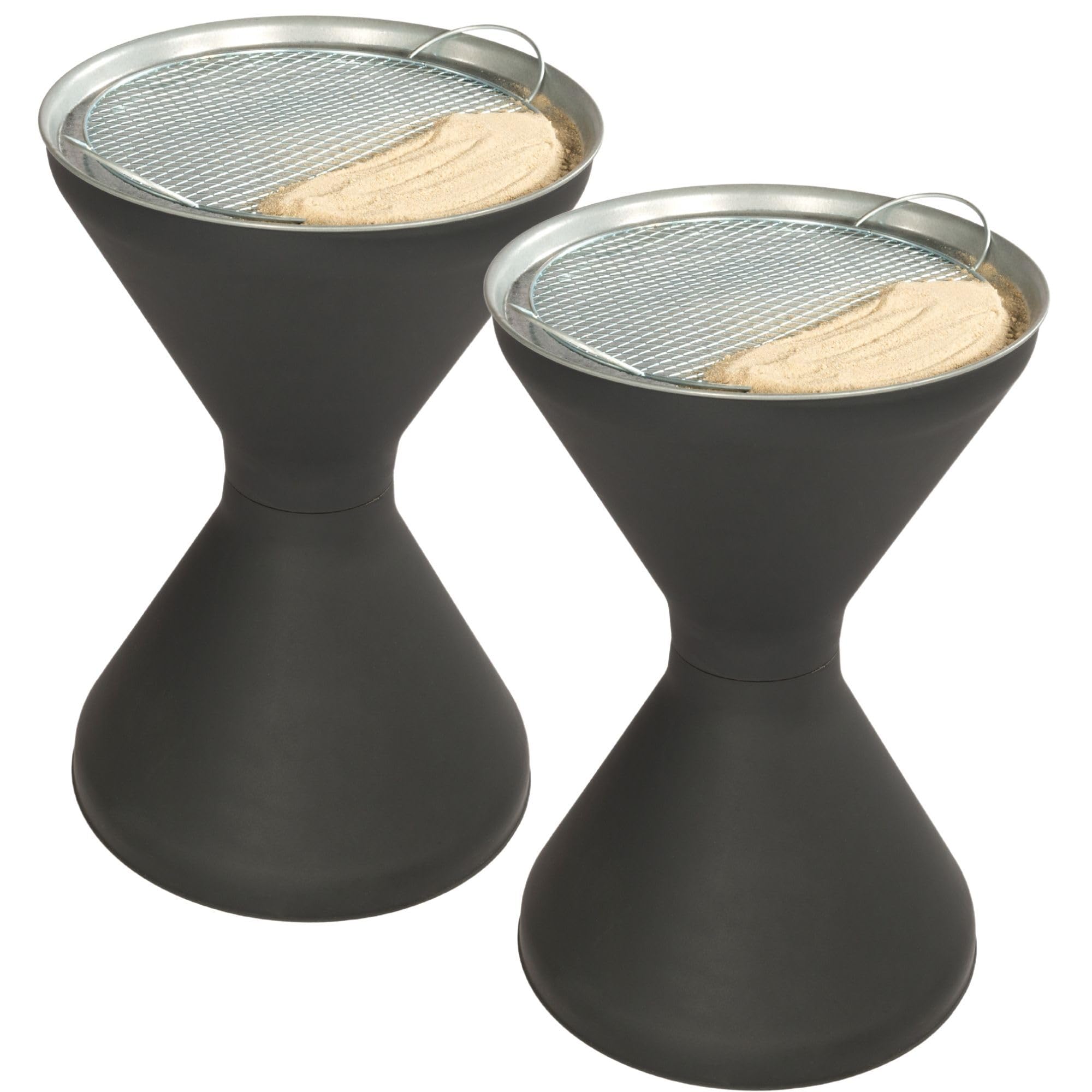 Novaliv 2x Cendriers à poser pour l'extérieur 60 cm de haut 40 cm Ø incluant 2x sacs de sable Cendriers à poser pour l'extérieur en métal galvanisé Acier inoxydable Aschenbecher Ständer pour pause