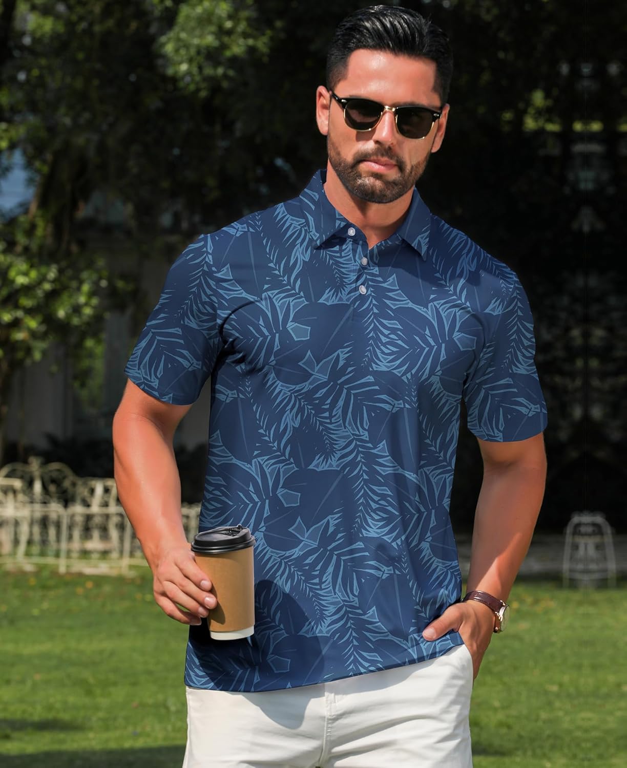 zeetoo Men's Polo Shirts Hawaiian Golf Polos Shirts Short Sleeve Performance Moisture Wicking Mens Golf Shirts - Image 7