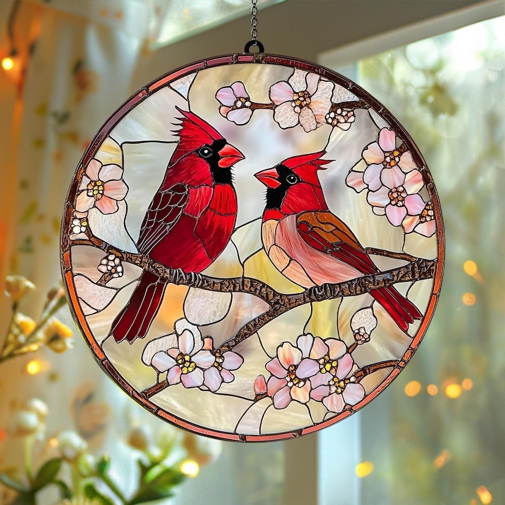 Christmas Acrylic Stained Glass Suncatcher Indoor Colorful Window Hanging Ornament Outdoor Sun Catcher Panel for Home Decor Car Garden Crystal Gift Christmas Tree and Black Cat Suncatcher