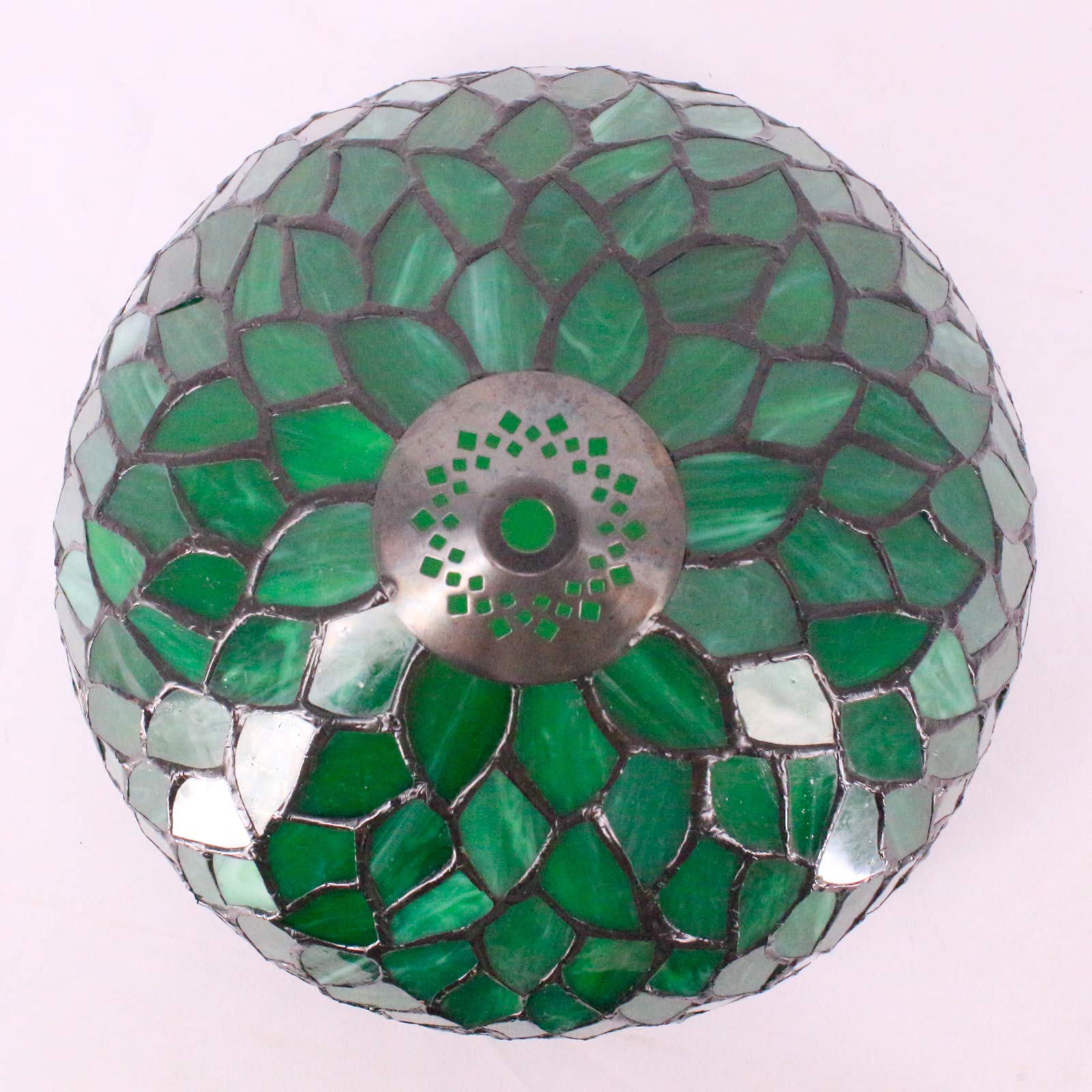 Tiffany - Pantalla de repuesto de 12 x 6 pulgadas, pantalla de cristal de color verde con vitral, solo con tapa para lámpara de mesa, lámpara colgante de techo (parte no incluida), serie 2