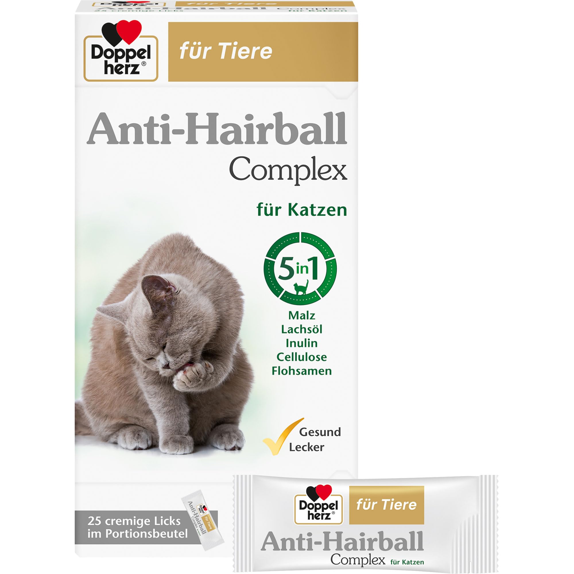 Doppelherz Complesso Anti-Hairball per Gatti - Promuove la finitura naturale dei peli inghiottiti e riduce le palle di pelo - 25 leccate