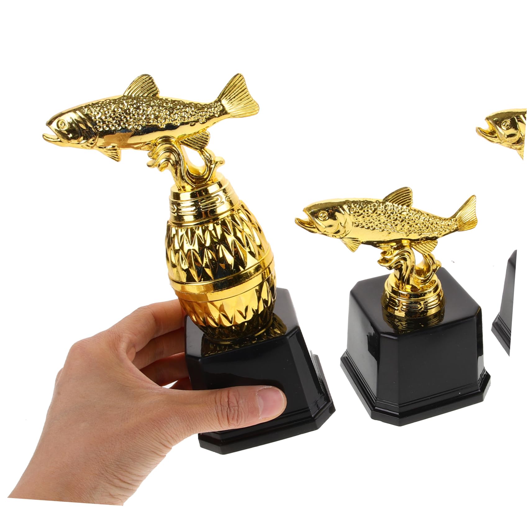 Toddmomy 3 Stück Pokal aus Kunststoff mit Realistischem Fischdesign als Siegerpokal für Angelwettbewerbe und Partyspiele für Kinder