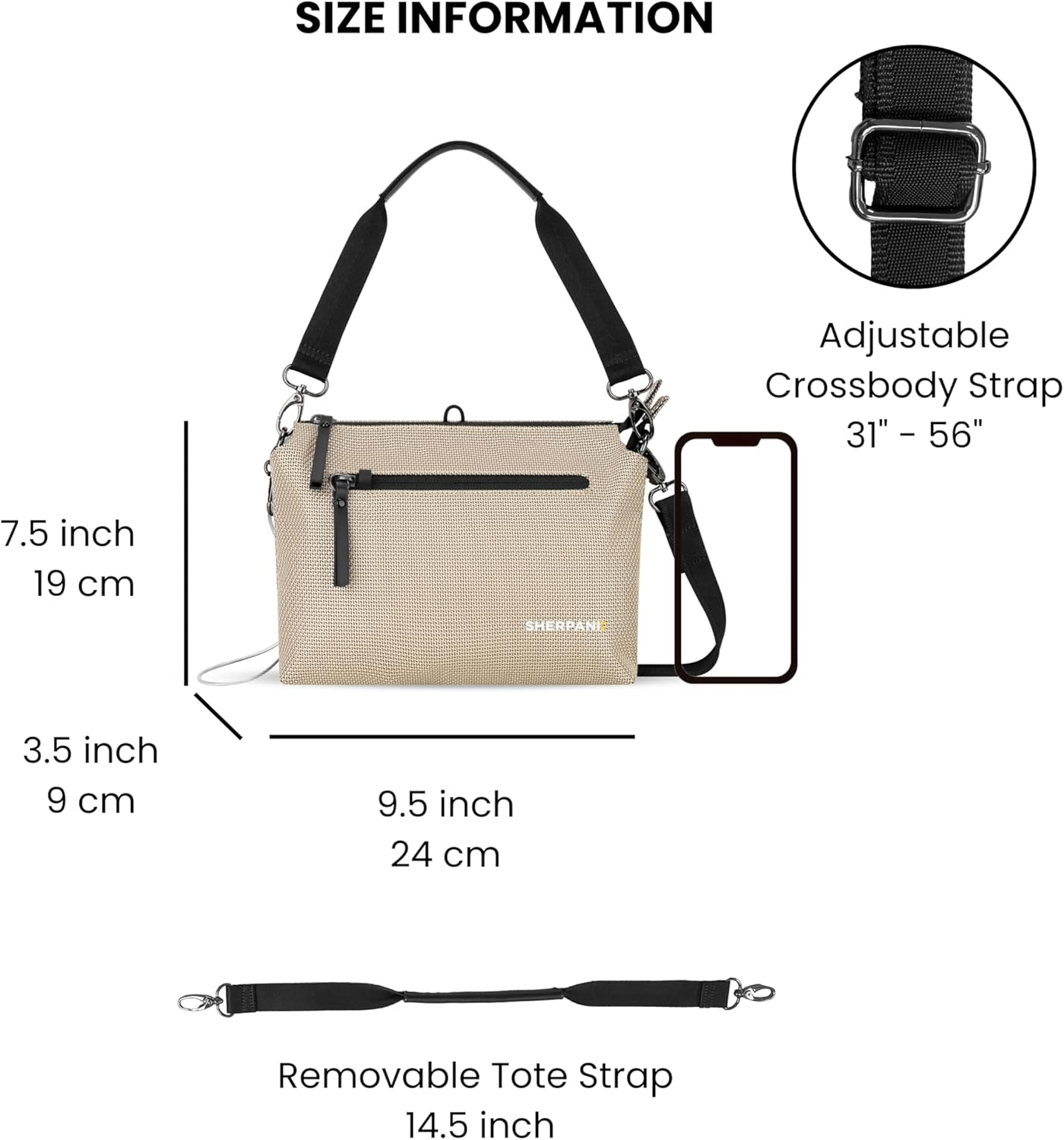 Sherpani Mei, Small Anti Theft Crossbody Purse, Lightweight Cross Body Bag, Handbags, Fashion Trio Bag, Travel Gift - Image 3