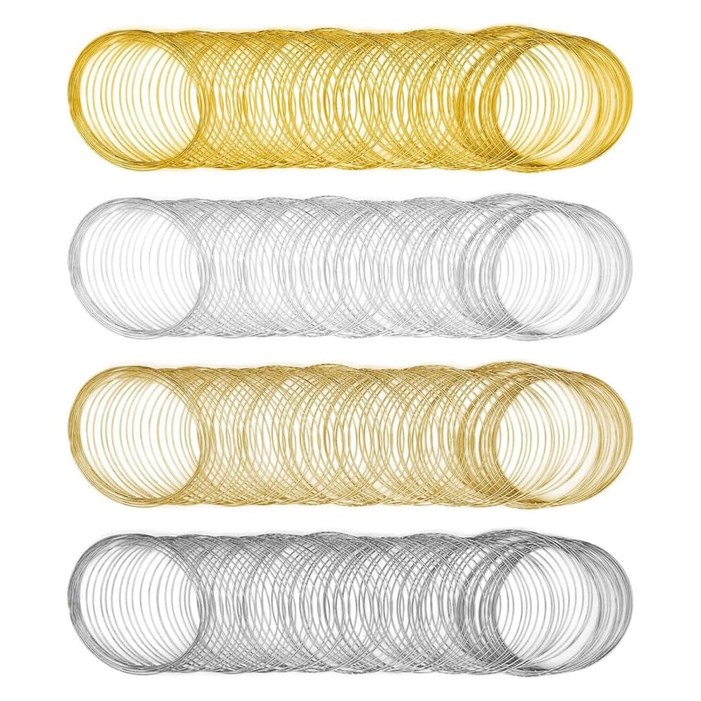 Vjsujehgy Memory Beading Wire Jewelry Wire Steel Memory Wire Beading Wire for Jewelry Making Bracelets 1200 Loops 4 Color