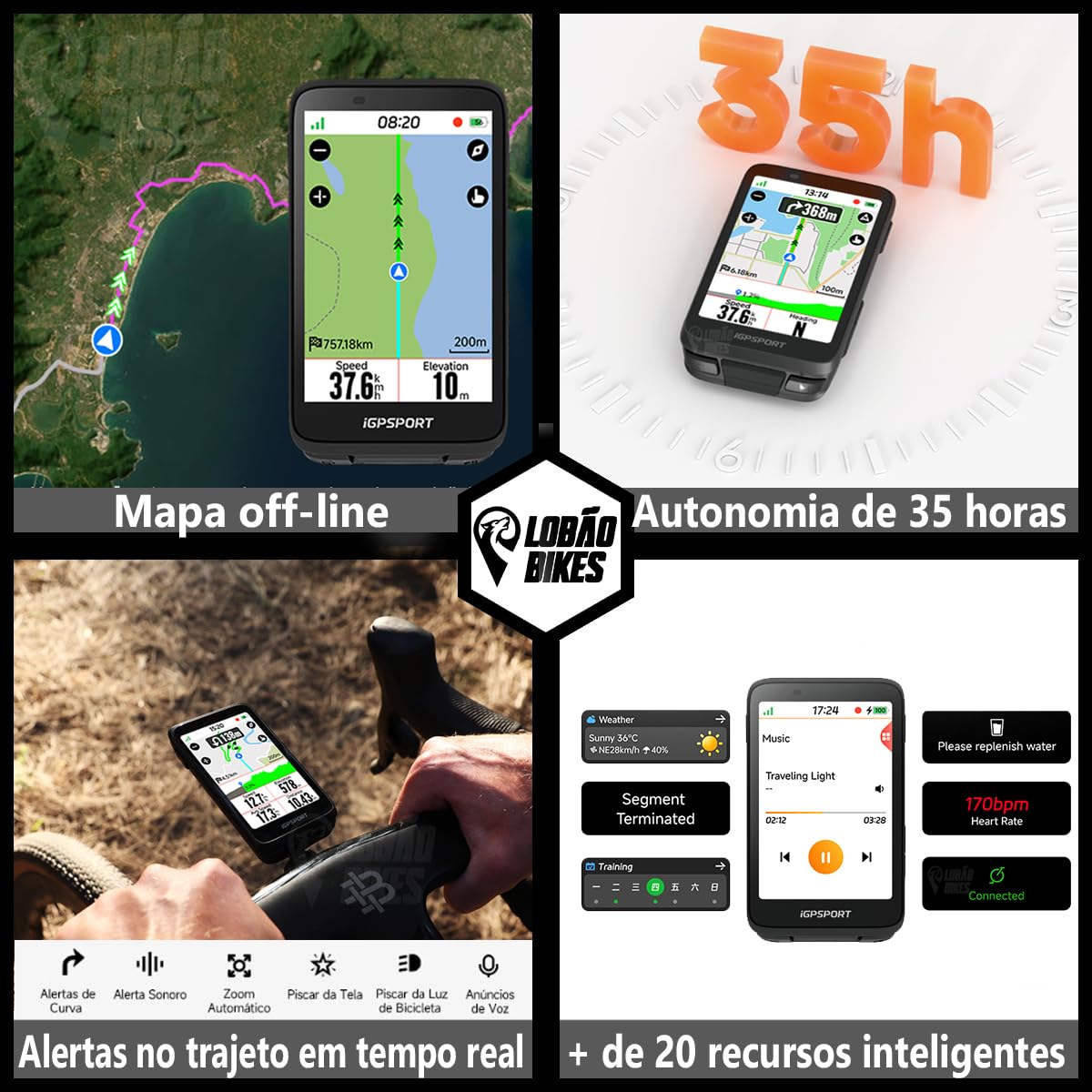 GPS - COMPTEUR IGPSPORT BiNavi COULEUR FULL TACTILE TRANSFLECTIF - CARTOGRAPHIE - ANT+ - BLE5 - AUTONOMIE 35H - MULTI FONCTIONS COMPATIBLE STRAVA ET KOMOOT - 6970817352347