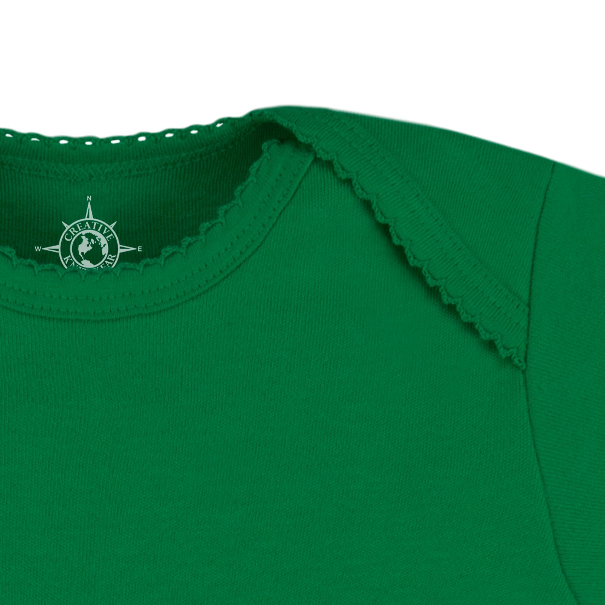 Creative Knitwear College Baby Picot Bodysuit Dress - Notre Dame Fighting Irish Leprechaun Logo - Kelly - 18 Months