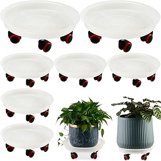 7 Packs 11.8 inches Large Plant Caddy Plant Saucers on Wheels Rolling Pl...