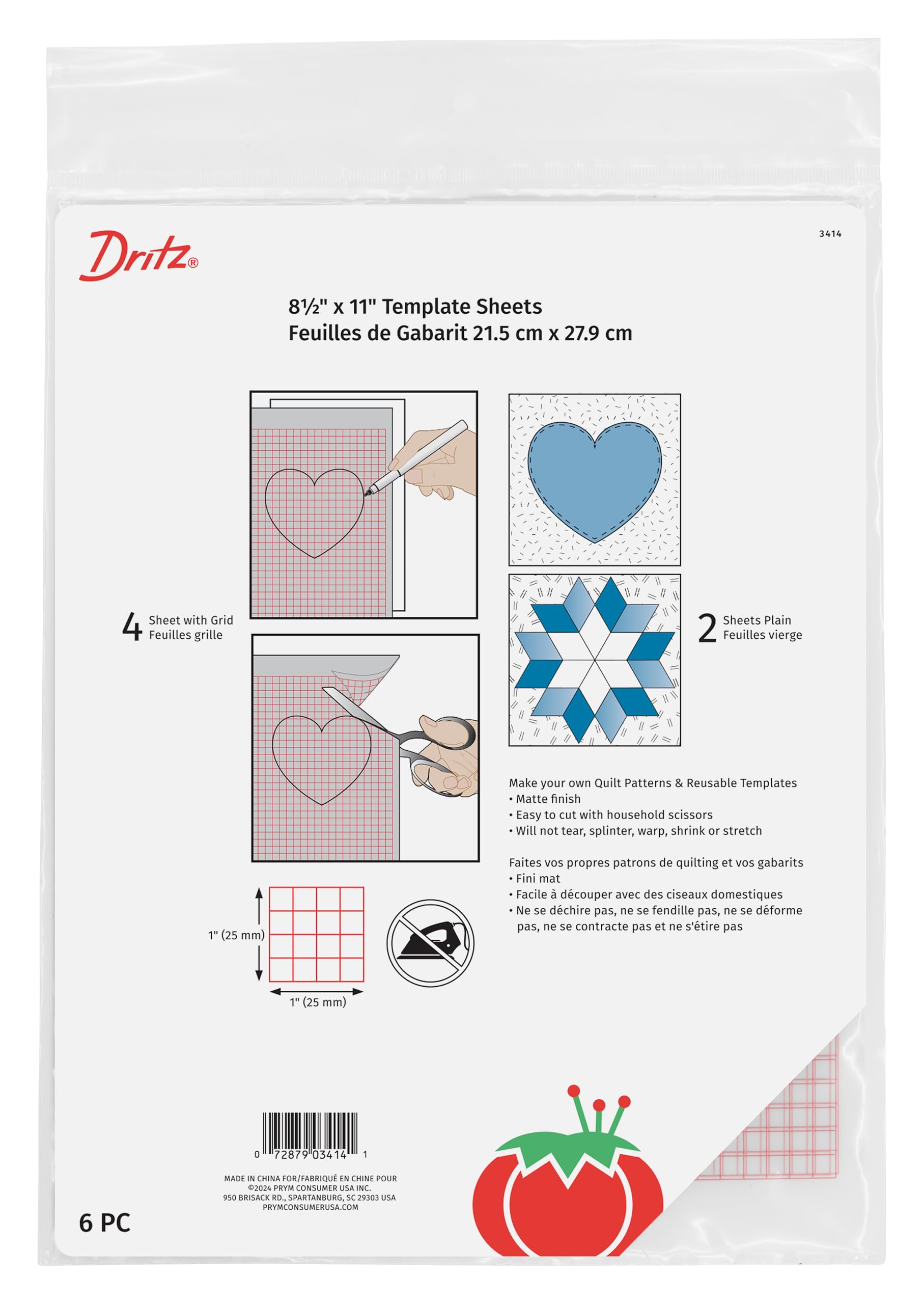 Dritz 3414 Non-Slip Vinyl Template Sheets (6-Count)
