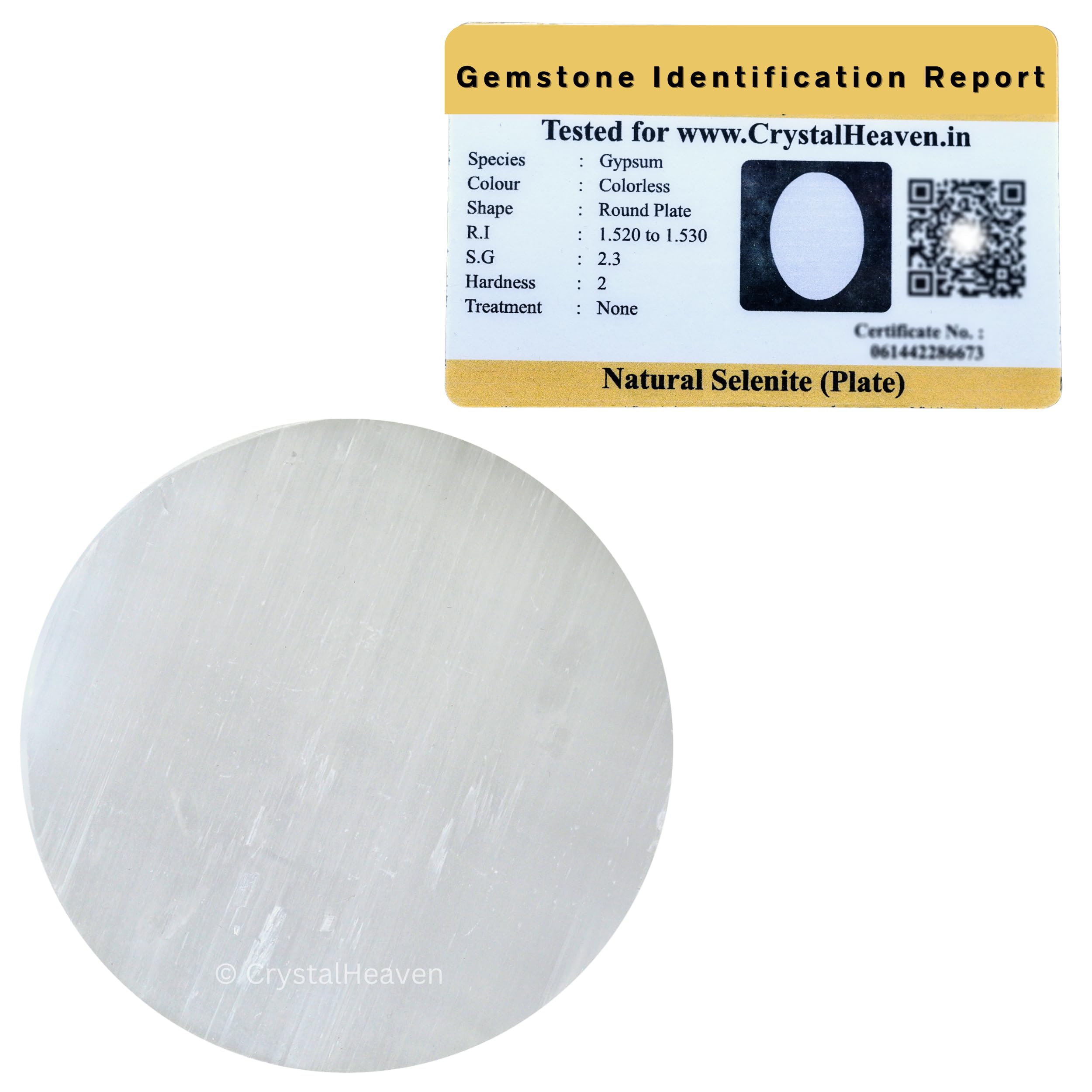 Certified Selenite Crystal Charging Plate, 4 Inch Selenite Plate for Crystal Cleansing Re-Energy Work, Meditation and Pooja