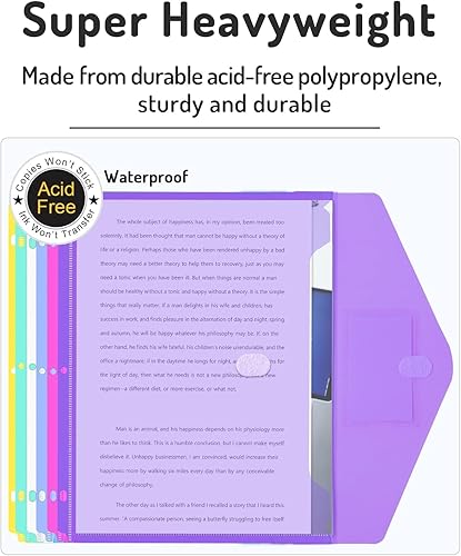 Vista 22 de Forvencer Bolsillo para carpeta, paquete de 36 bolsillos de polietileno súper pesados con cierre apretado, carpetas de carga lateral, bolsillo