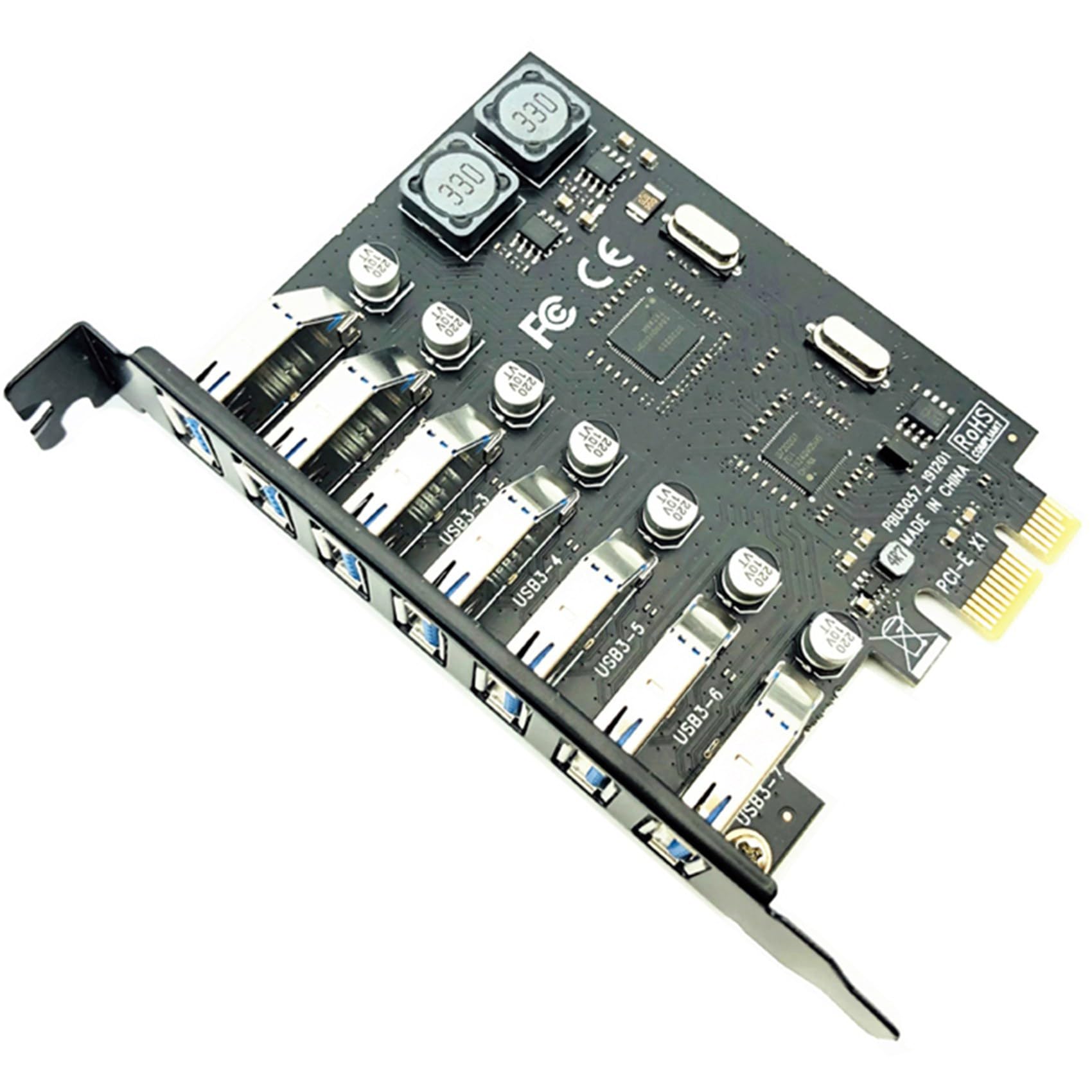 5 x adapter karty rozszerzeń USB 3.0 PCI-E 7 portów adapter koncentratora zewnętrzny kontroler PCI-E przedłużacz karta PCI Express
