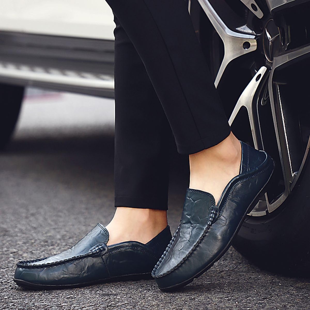 Mocasines de Hombre Mocasines Zapatos Hechos a Mano de Cuero Slip On Driving Business Shoes