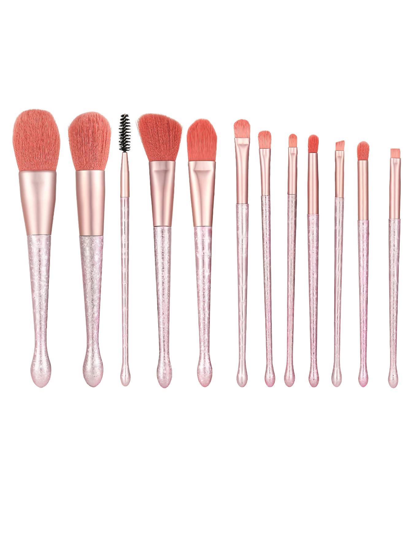 BRUSH ARTIST - Juego de 12 brochas de maquillaje sintéticas rosas de alta calidad con bolsa de maquillaje, brocha para polvo facial, brocha de contorno, brocha para rubor, brocha para sombra de ojos,