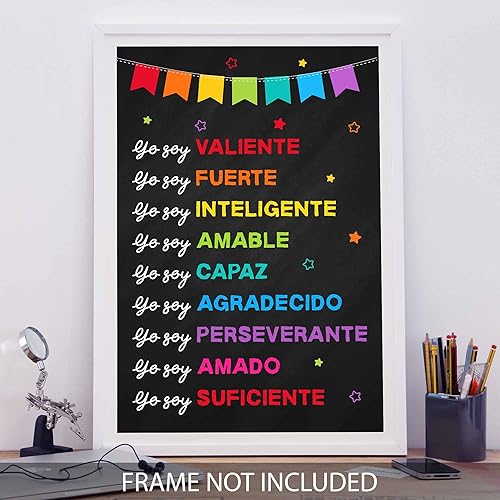 Miniatura 3 de Jinniee Yo Soy Valiente Fuerte Amado - Póster inclusivo en español, afirmaciones positivas para niños, autoestima, escuela en casa, decoración de