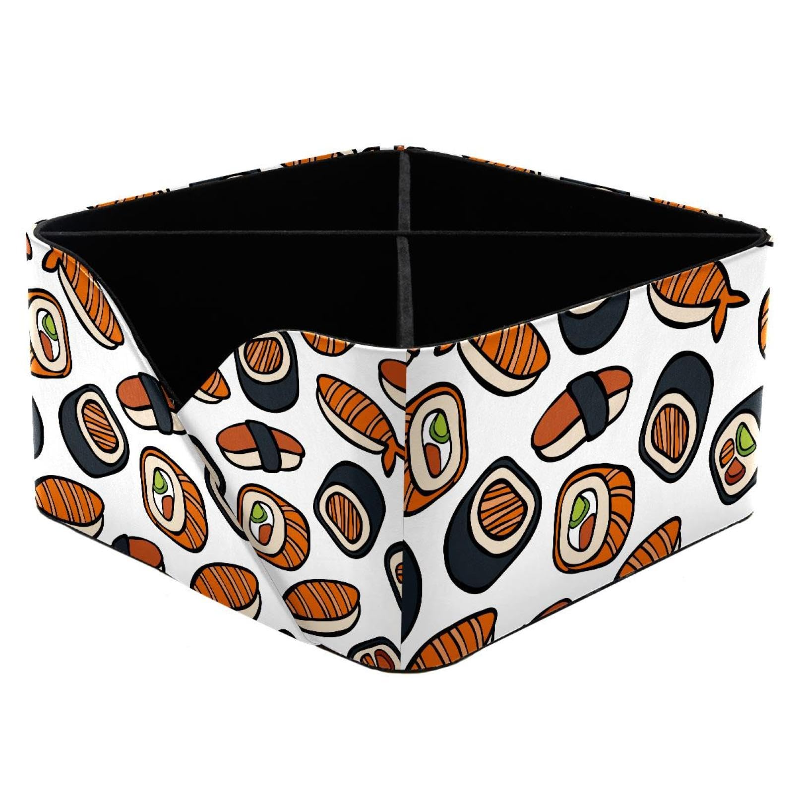 KengjuTesu Japanese Cuisine Sushi Rolls Pattern Desktop Organizer Pen Holder, Rectangular Pencil Cup for Office, Study and Makeup Stations