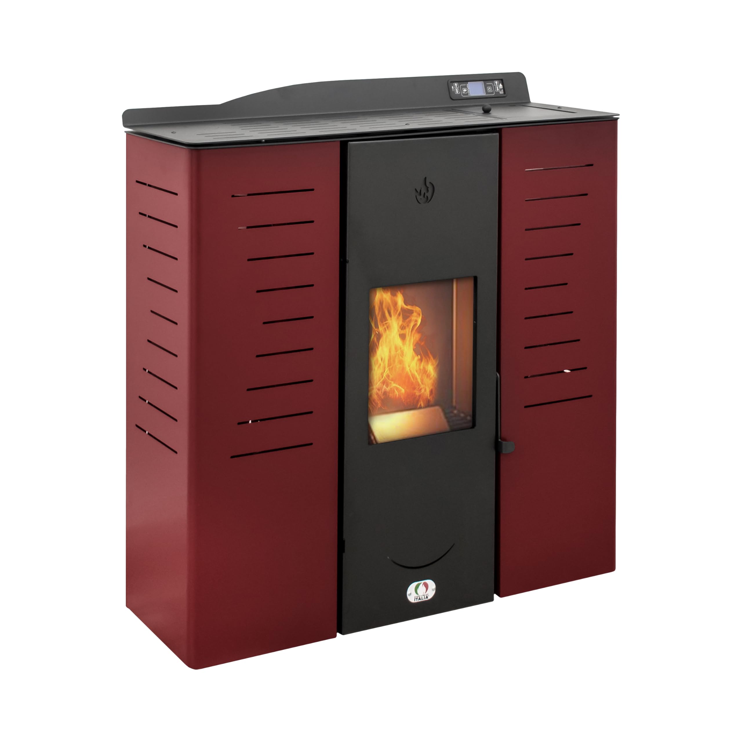 STUFE A PELLET ITALIA Italia 22 KW – Estufa de pellets Hydro para calefacción y agua caliente, eficiencia 90% calentador, 140 m², diseño fino, autonomía de 16 h, programable, 5 potencias, garantía de