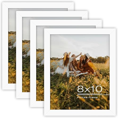 Frametory, Portarretratos de 8 x 10 pulgadas, madera maciza, molduras negras, juego de 1  parte delantera de vidrio templado, retrato, familia,