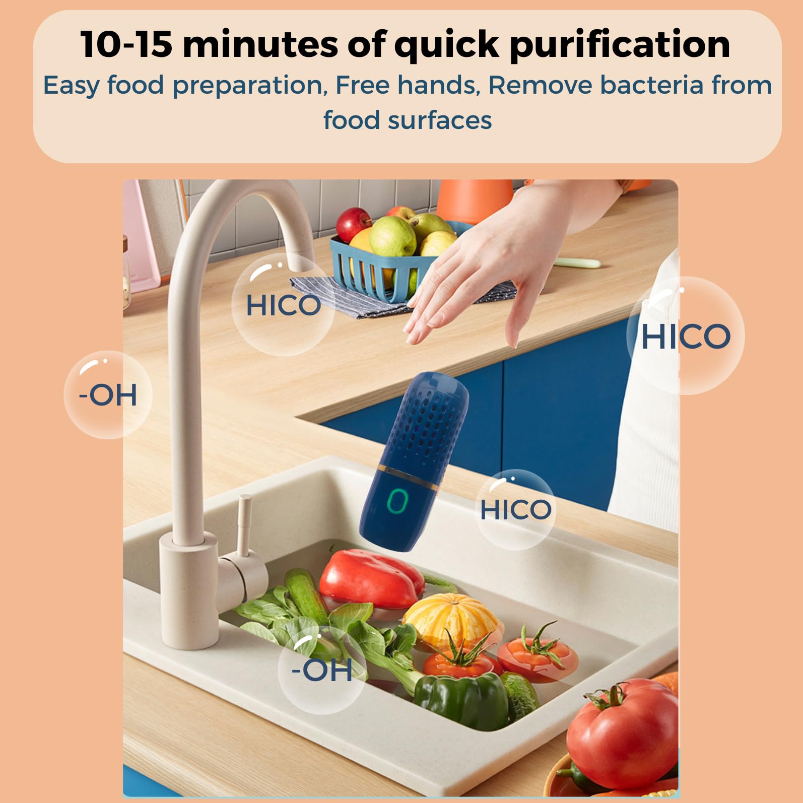 Fruit and Vegetable Washing Machine, Fruit Cleaner Device, Fruit Purifier for with OH-ion