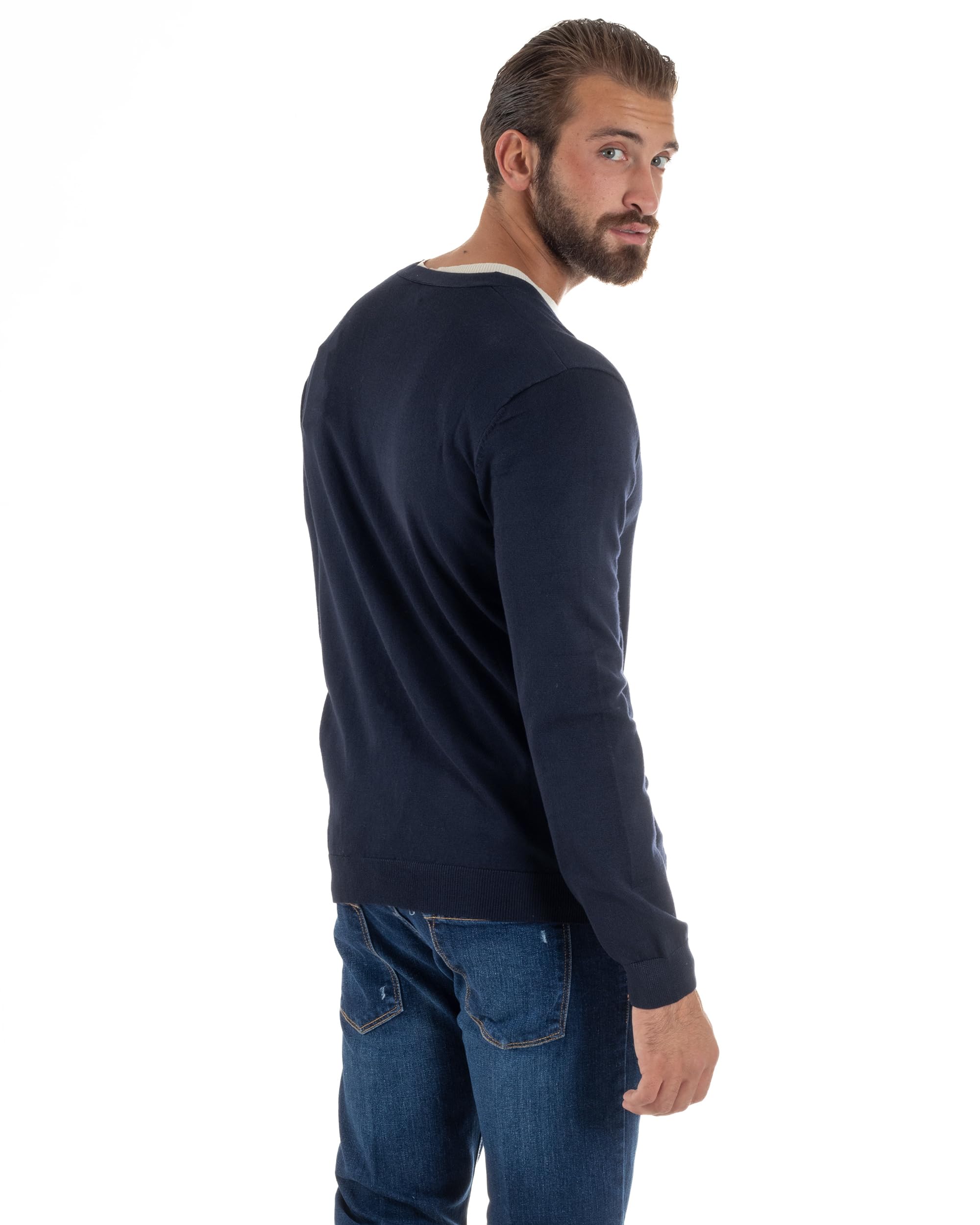 Cardigan Uomo Giacca con Bottoni Maglioncino Scollo V Maglia Sottile Basic