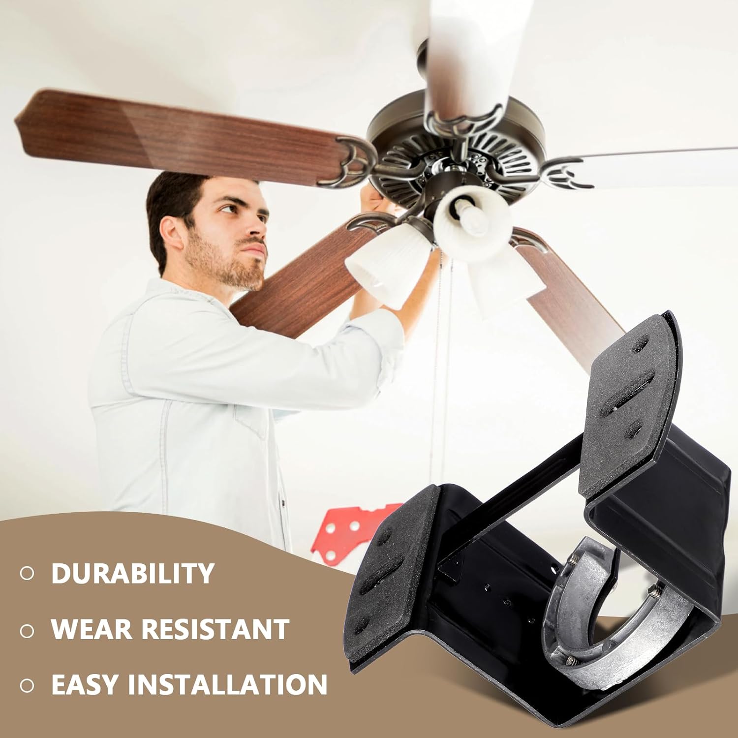 Ceiling Fan Mounting Bracket, Universal Iron Replacement Hook for Electric Fan, Sturdy Black Hanging Bracket for Standard Ceiling, Easy Installation