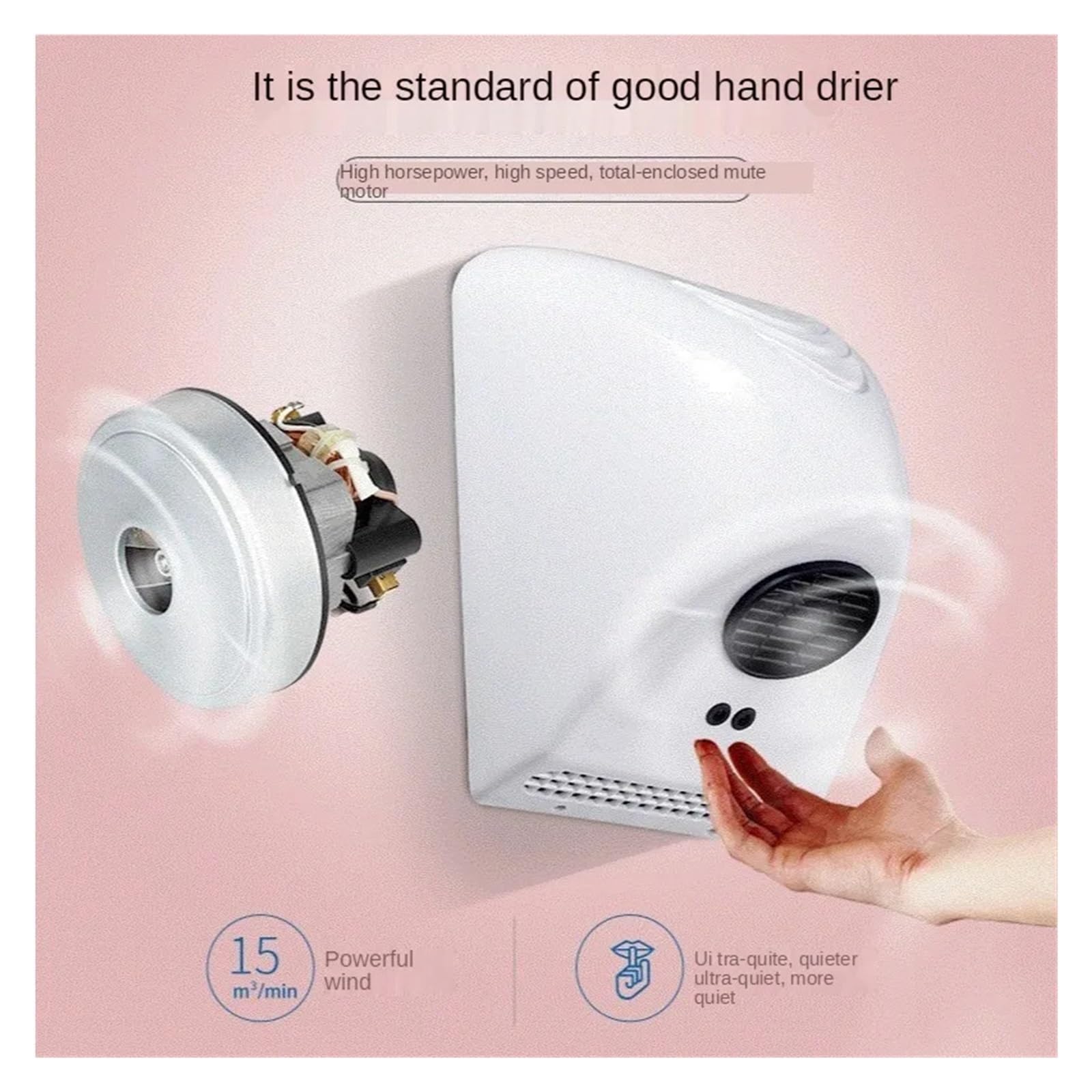 EDEDE Händetrockner, Haushalts-Badezimmer-Händetrockner, Badezimmer-Hotel-intellinter automatischer Infrarot-Sensor-Händetrocknungs-Händetrockner-Maschine für Küche, Bad und Toilette