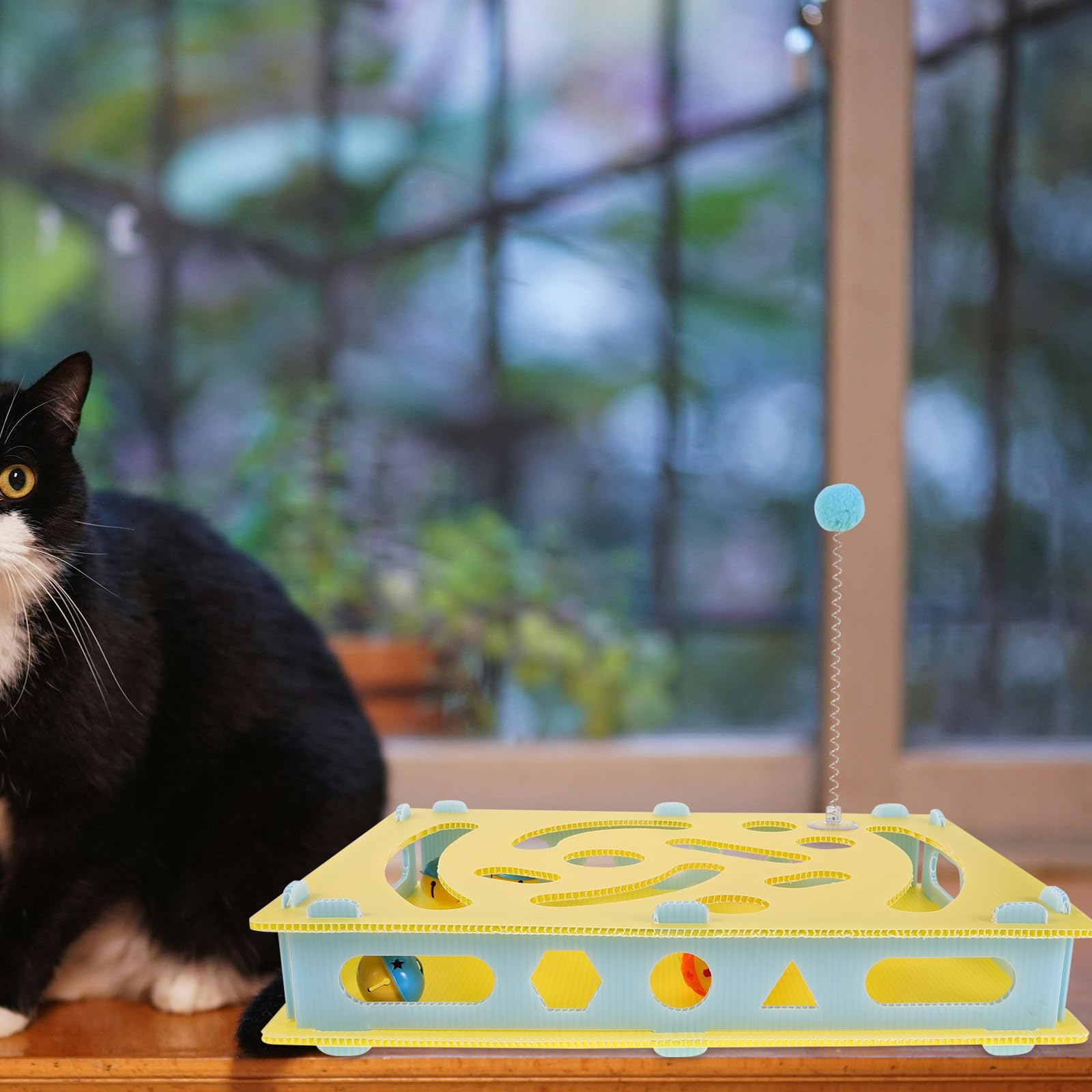BESTonZON Gioco Interattivo per Gatti Labirinto Distributore di Cibo e Dolcetti Puzzle Giocattoli di Arricchimento per Alimentazione Lenta Supporto per attività Fisiche e Stimolazione Mental