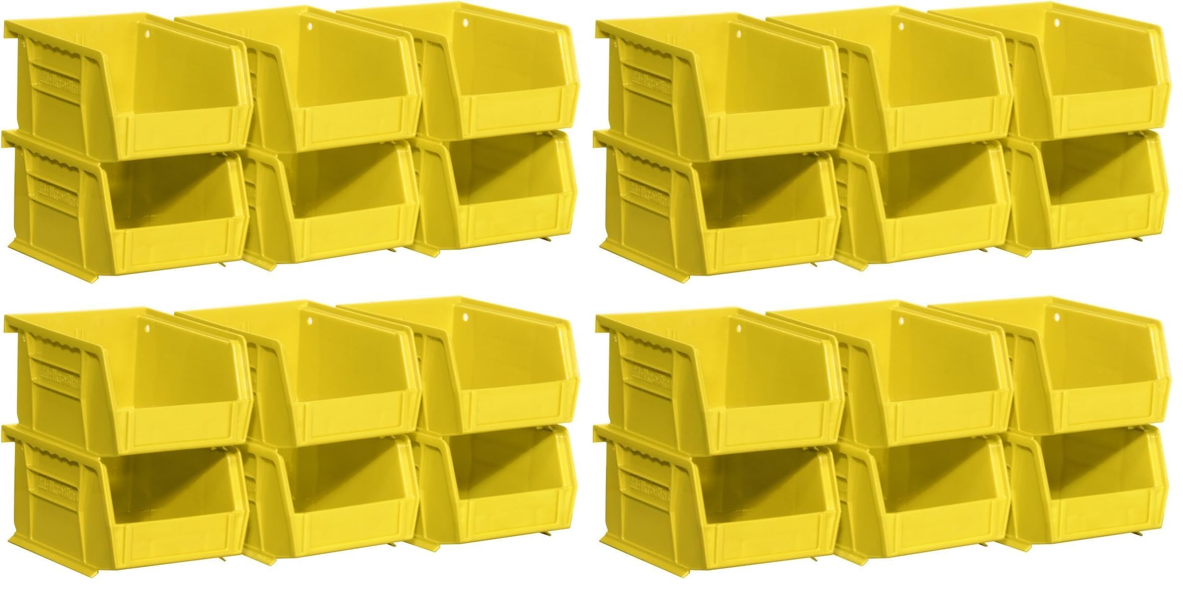 Akro-Mils Storage Bins 30210, Plastic | Stackable | Hanging Design | 5" x 4" x 3" | Yellow | Pack of 24