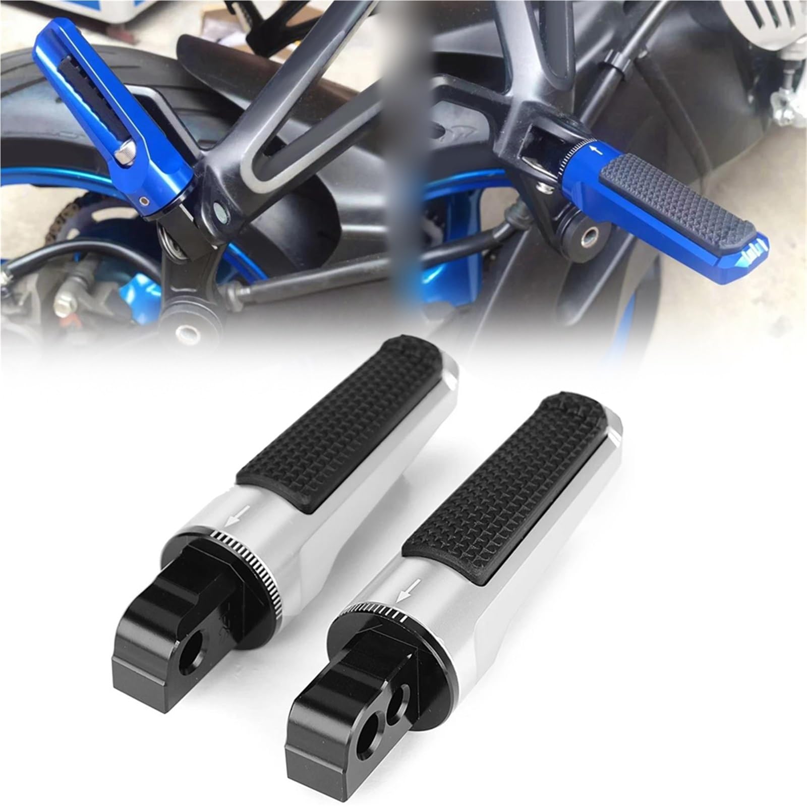 Repose-Pieds Moto Arrière passager en aluminium noir pour Suzuki GSX-R1000