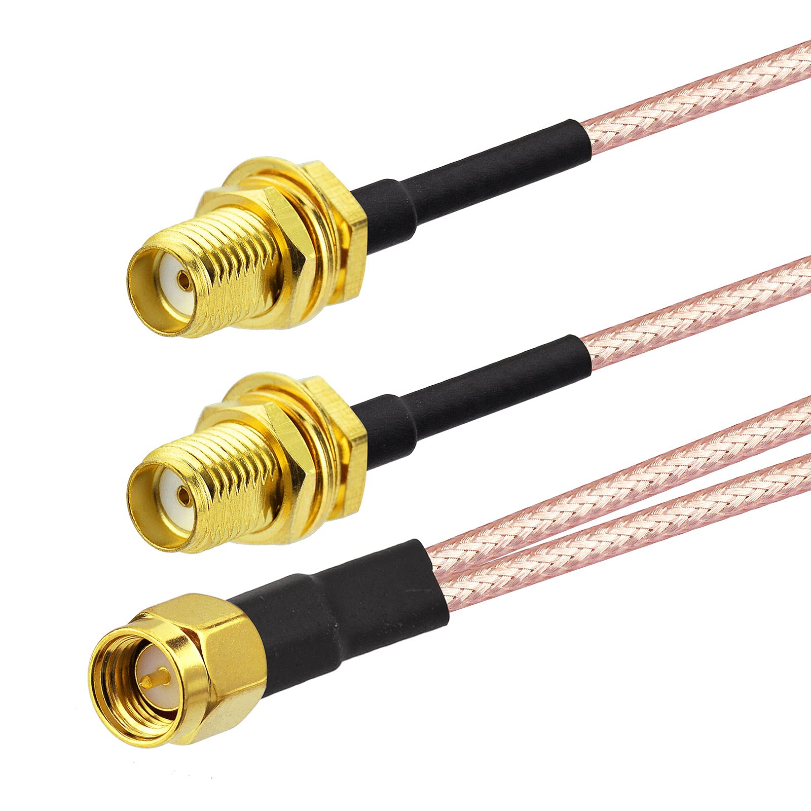 SUPERBAT SMA Male to Dual V-Type Splitter Cable (12 Inches) for 2-in-1 Antenna Output