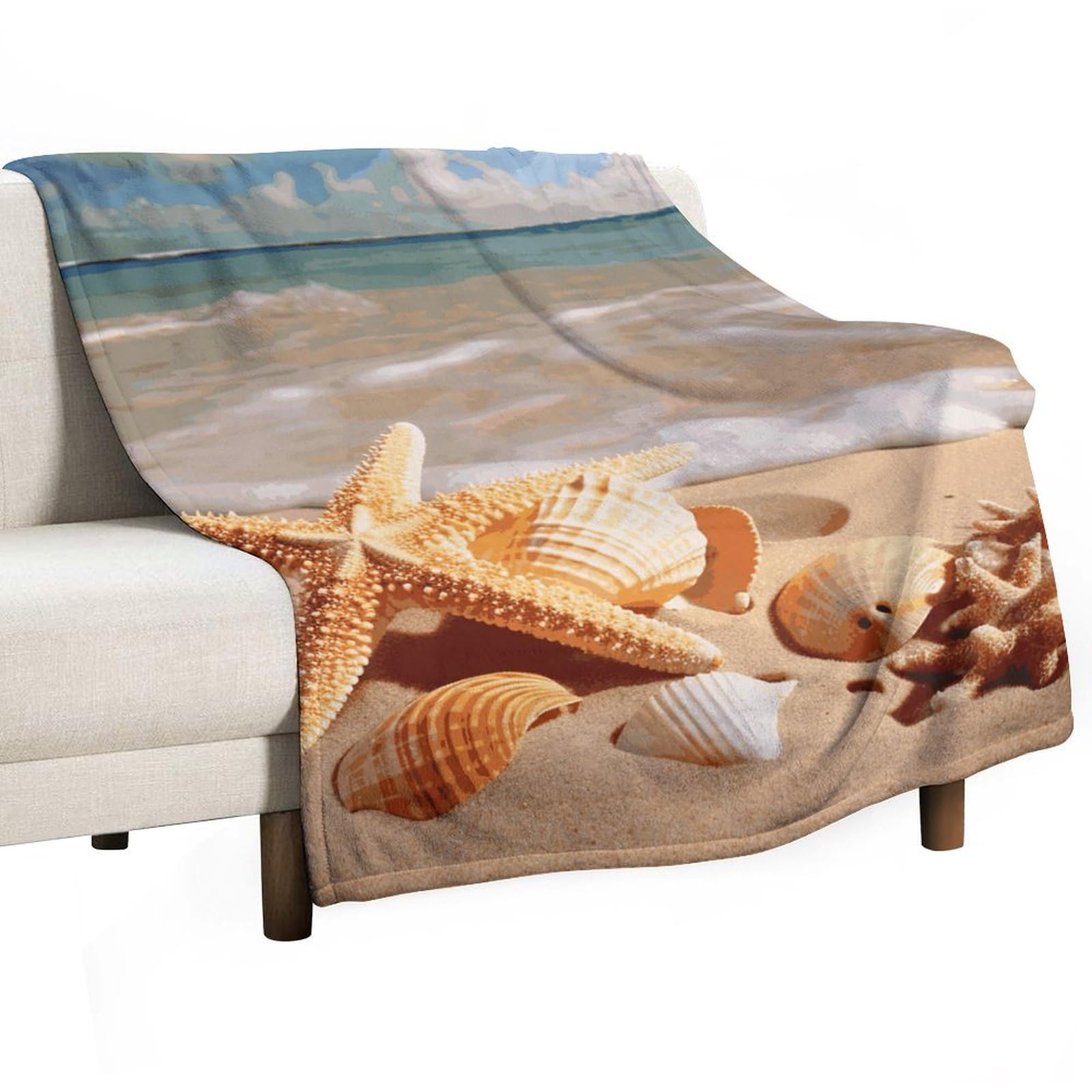Couverture flanelle coquillages douce contre les nuits fraîches lit