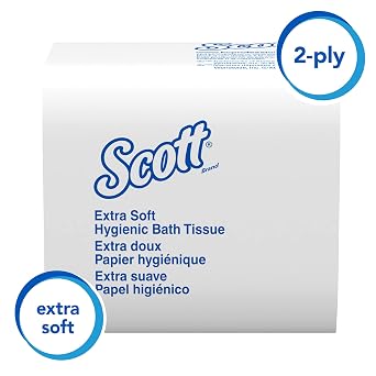 Scott Hygienic High-Capacity Folded Bath Tissue, Bulk (48280), 2-Ply, White, Single-Pull, (250 Sheets/Pack, 36 Packs/Case, 9000 Sheets/Case)