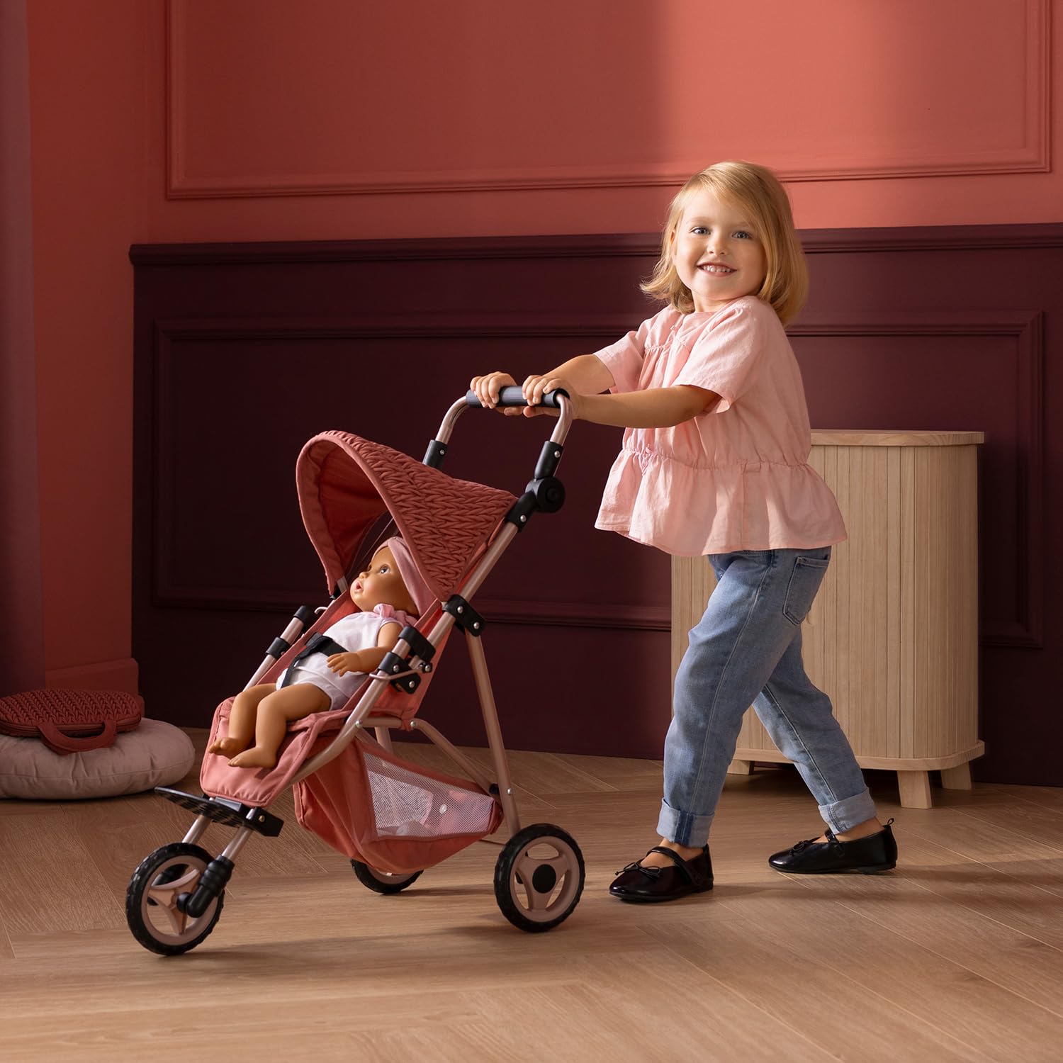 Poussette pour poupée howa, modèle Grace 2270, pour poupées jusqu'à 50 cm | Poussette élégante pour poupée, poignée de poussée réglable en hauteur, modèle grace 2270