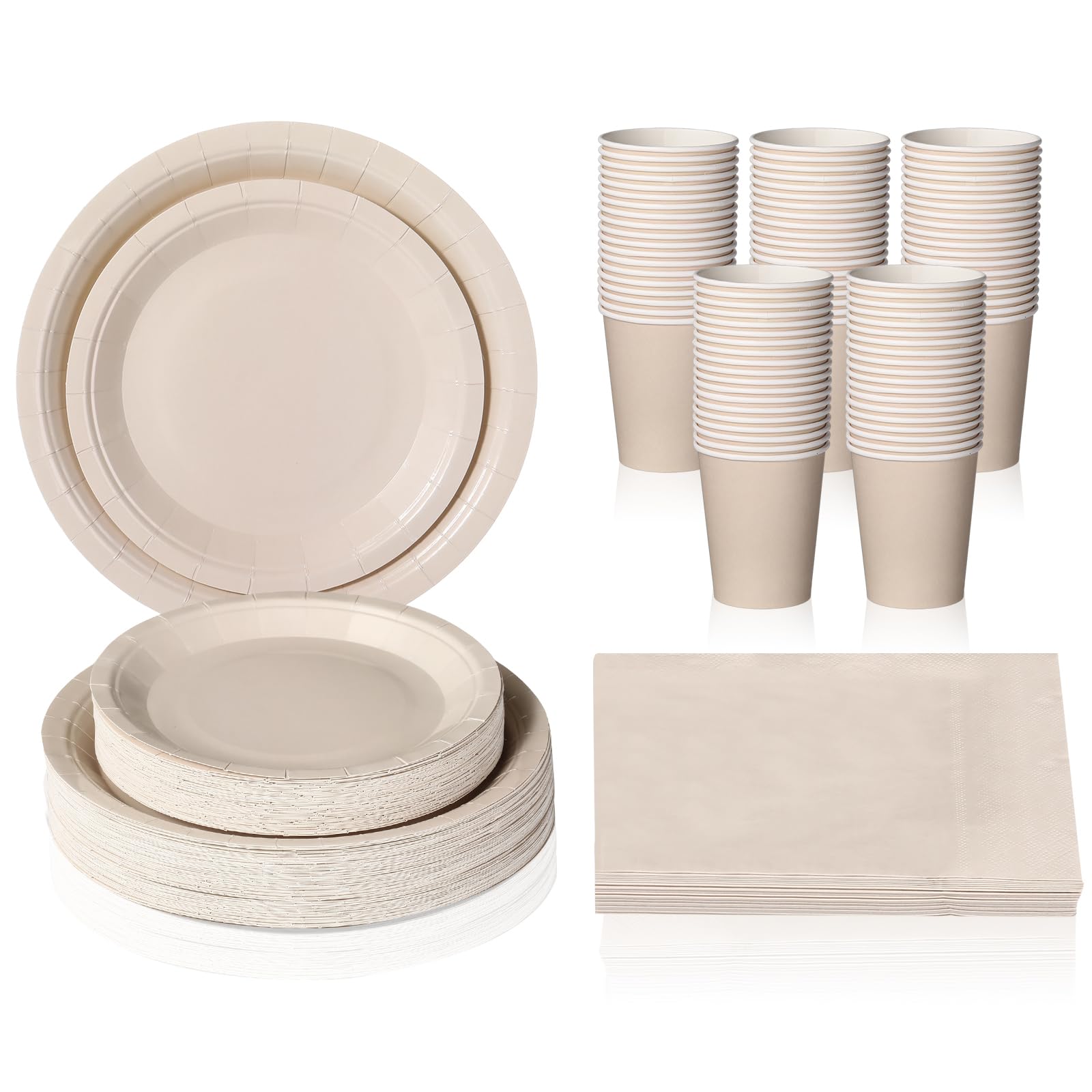 Qinyoung 100 Pcs Paper Disposable Plate Cup and Napkin Party Supplies Serve 25 Guest, Disposable Paper Dinnerware Set for Holiday Wedding Birthday