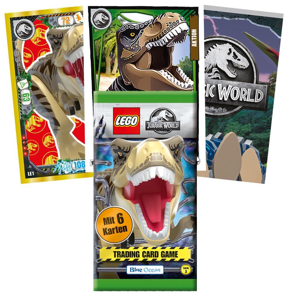 Bundle mit Blue Ocean LEGO Jurassic World - Serie 3 Trading Cards - 1 Starter + 1 Display (36 Booster) + Exklusive Collect-it Hüllen